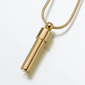 Gold Vermeil  Double Chamber Cylinder Pendant Cremation Jewelry