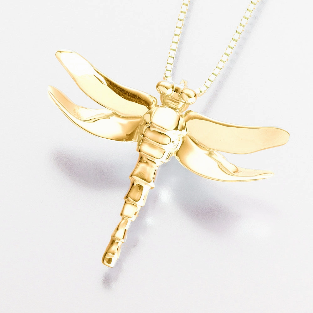 Gold Vermeil Dragonfly Pendant Cremation Jewelry