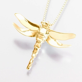 Gold Vermeil Dragonfly Pendant Cremation Jewelry