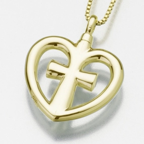 Gold Vermeil Love Cross Pendant Cremation Jewelry