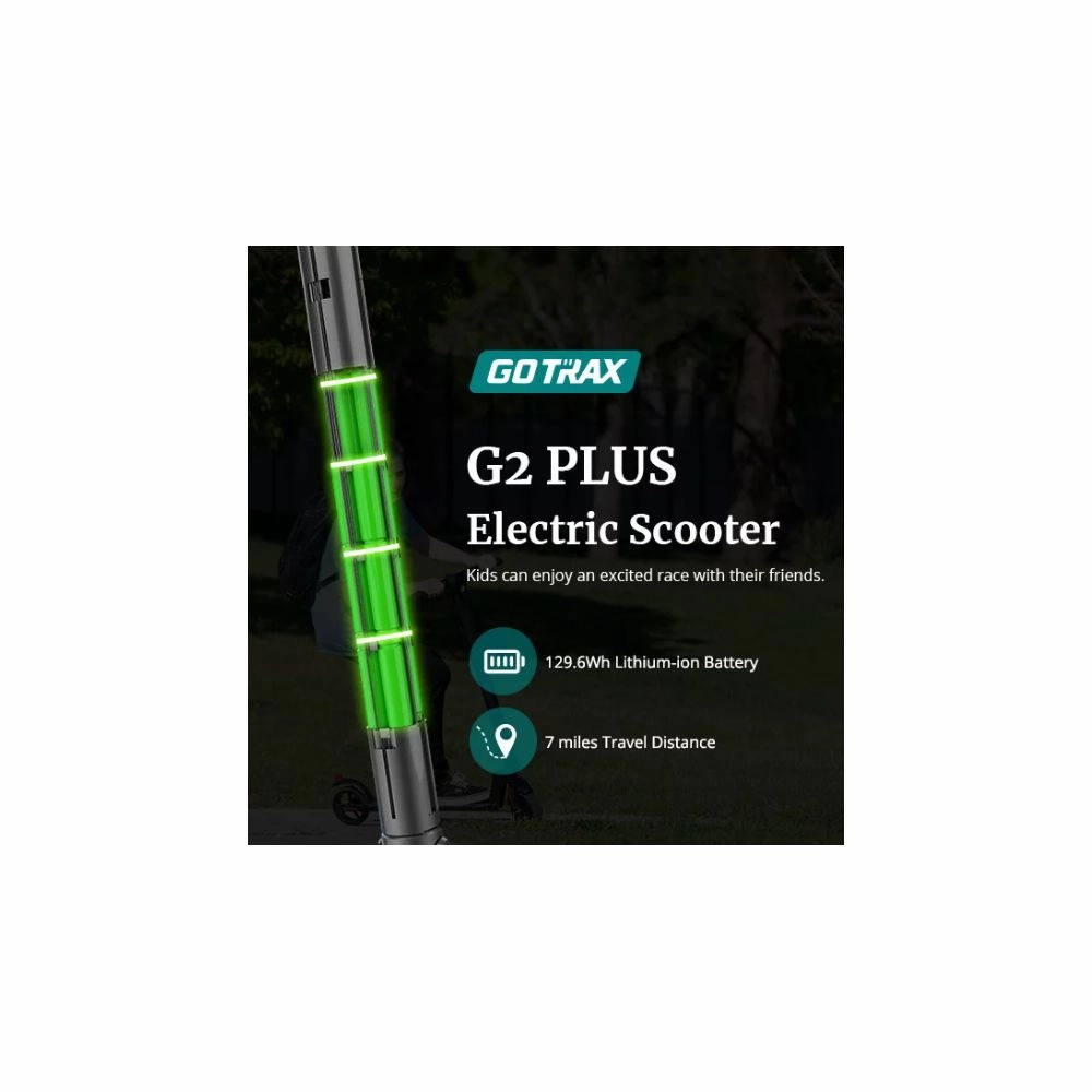 Gotrax GT-G2PLUS-BLACK G2 PLUS Foldable Electric Scooter with 6" Solid Tires, 200W Motor up 12mph and 129.6Wh Lithium Battery