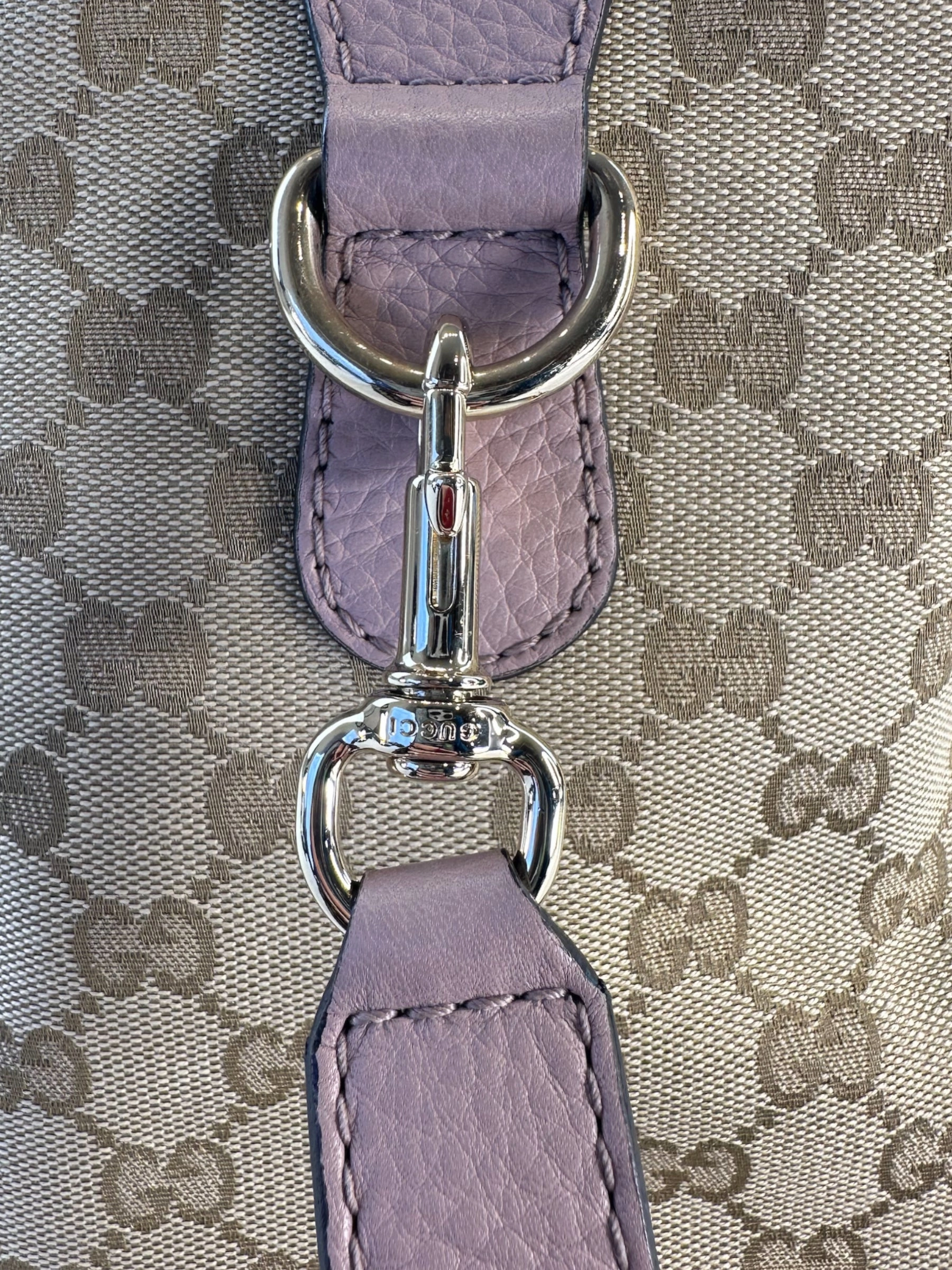 Gucci Monogram Canvas & Leather Boston Shoulder Bag