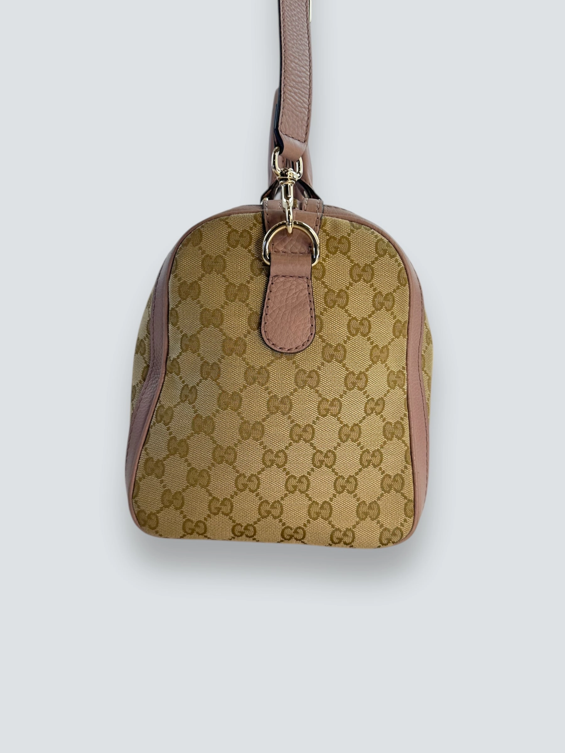 Gucci Monogram Canvas & Leather Boston Shoulder Bag