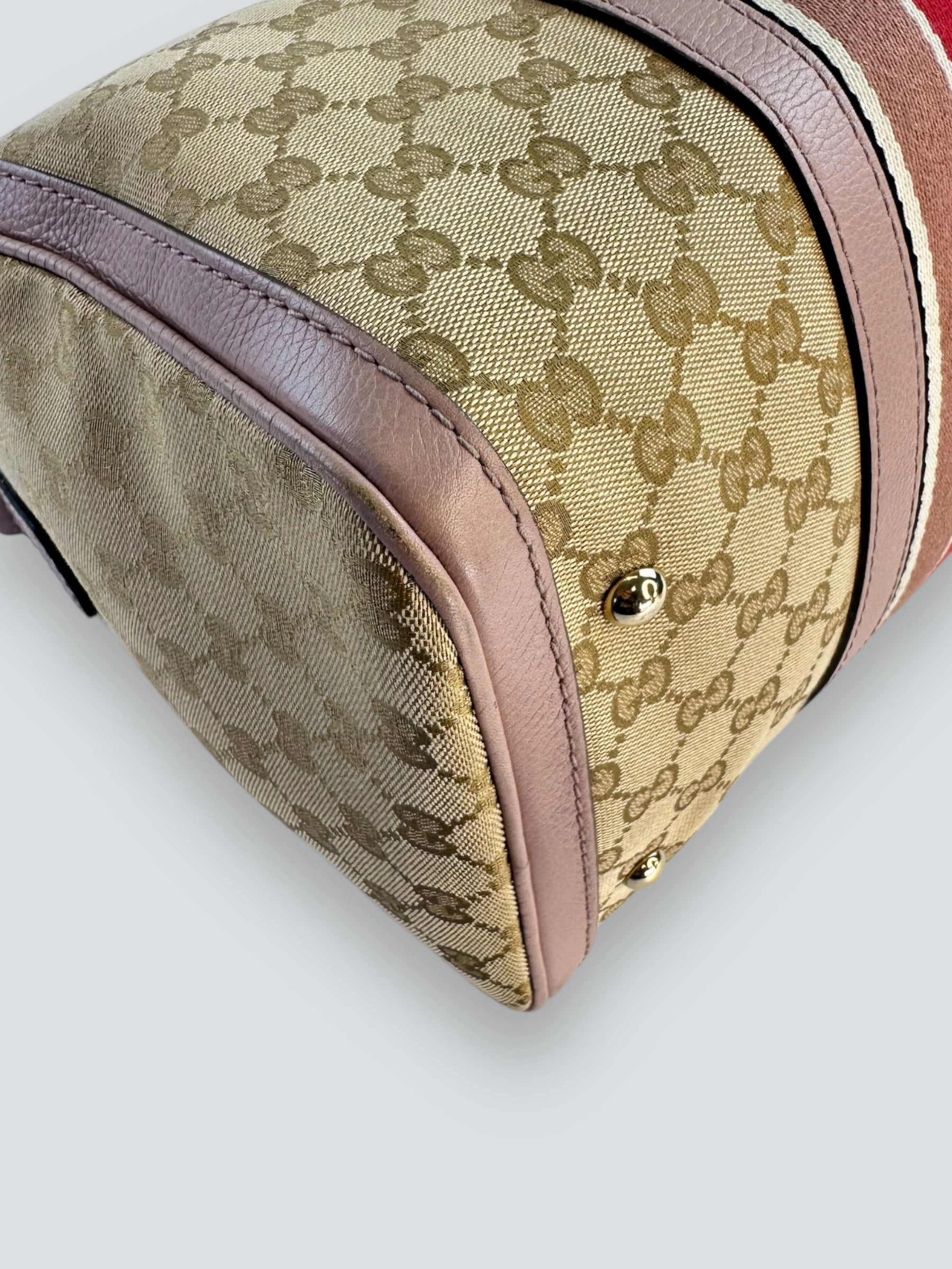 Gucci Monogram Canvas & Leather Boston Shoulder Bag