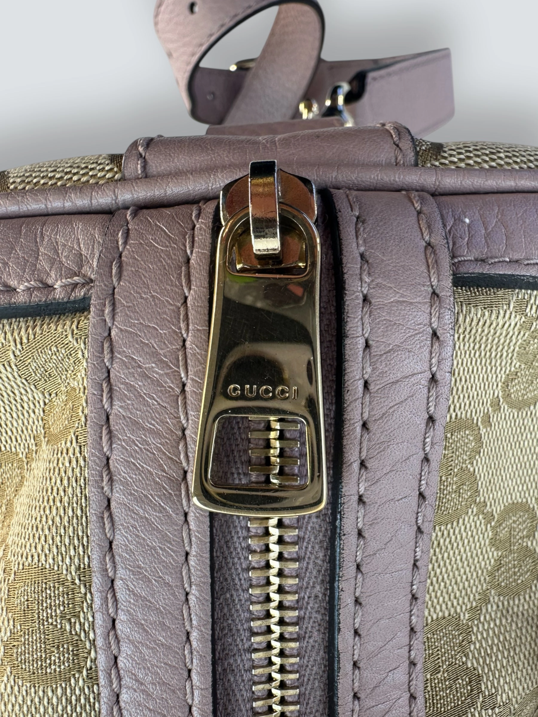 Gucci Monogram Canvas & Leather Boston Shoulder Bag