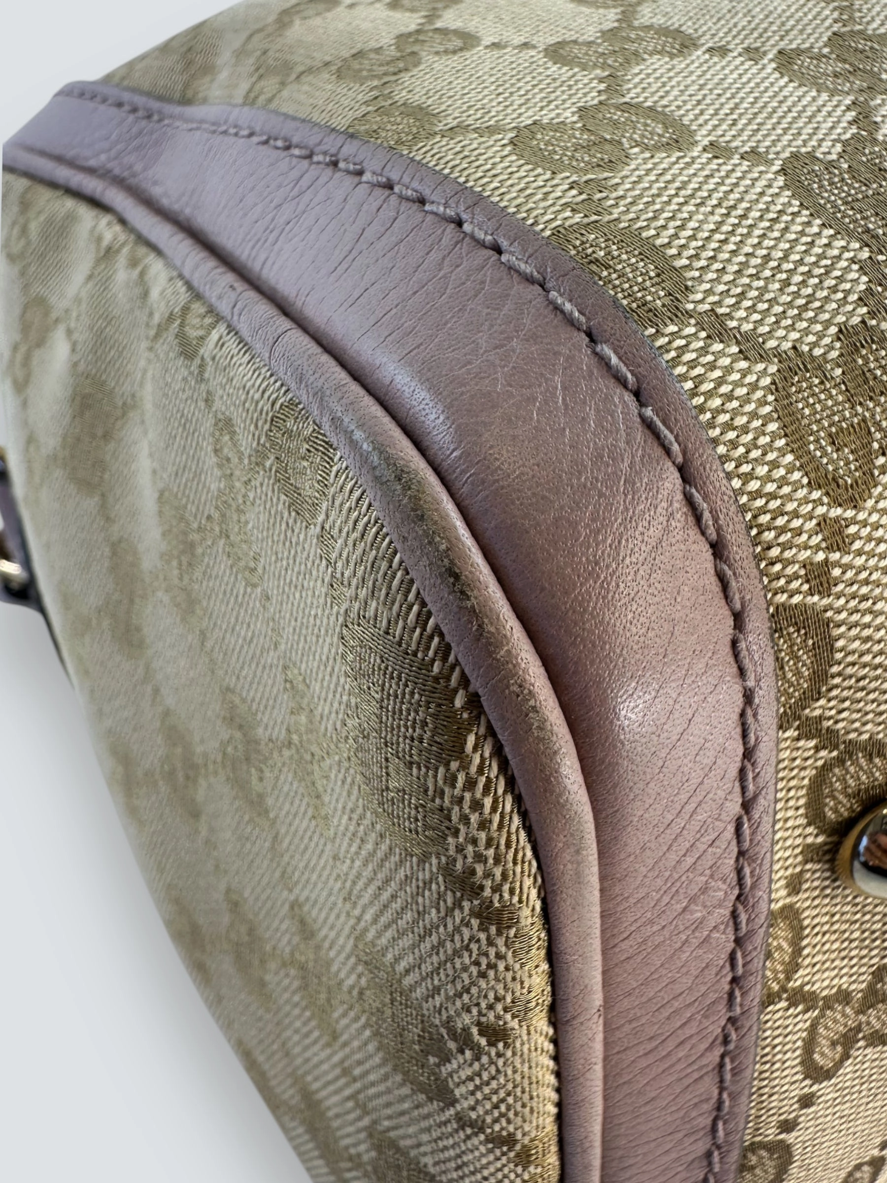 Gucci Monogram Canvas & Leather Boston Shoulder Bag