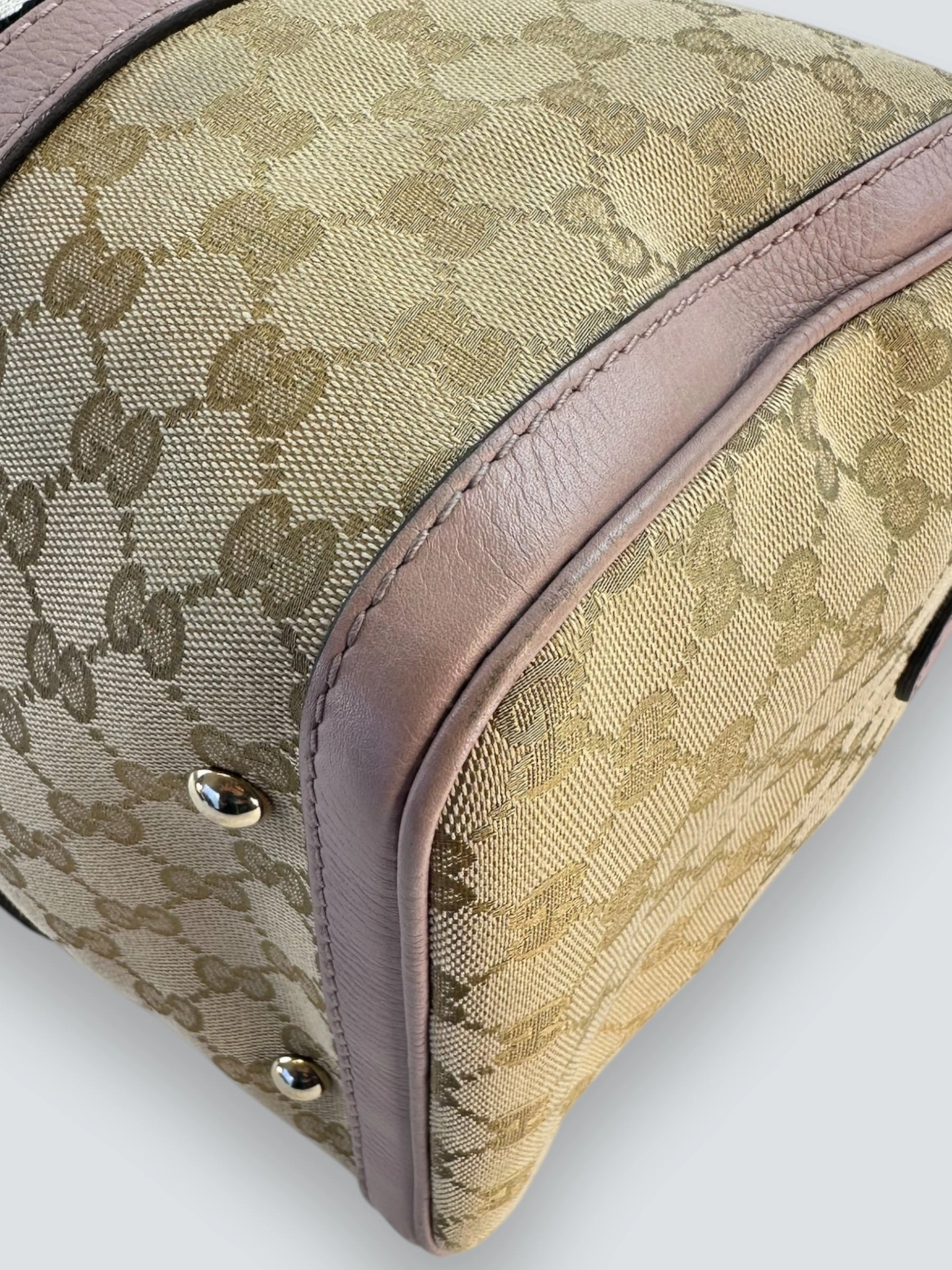 Gucci Monogram Canvas & Leather Boston Shoulder Bag