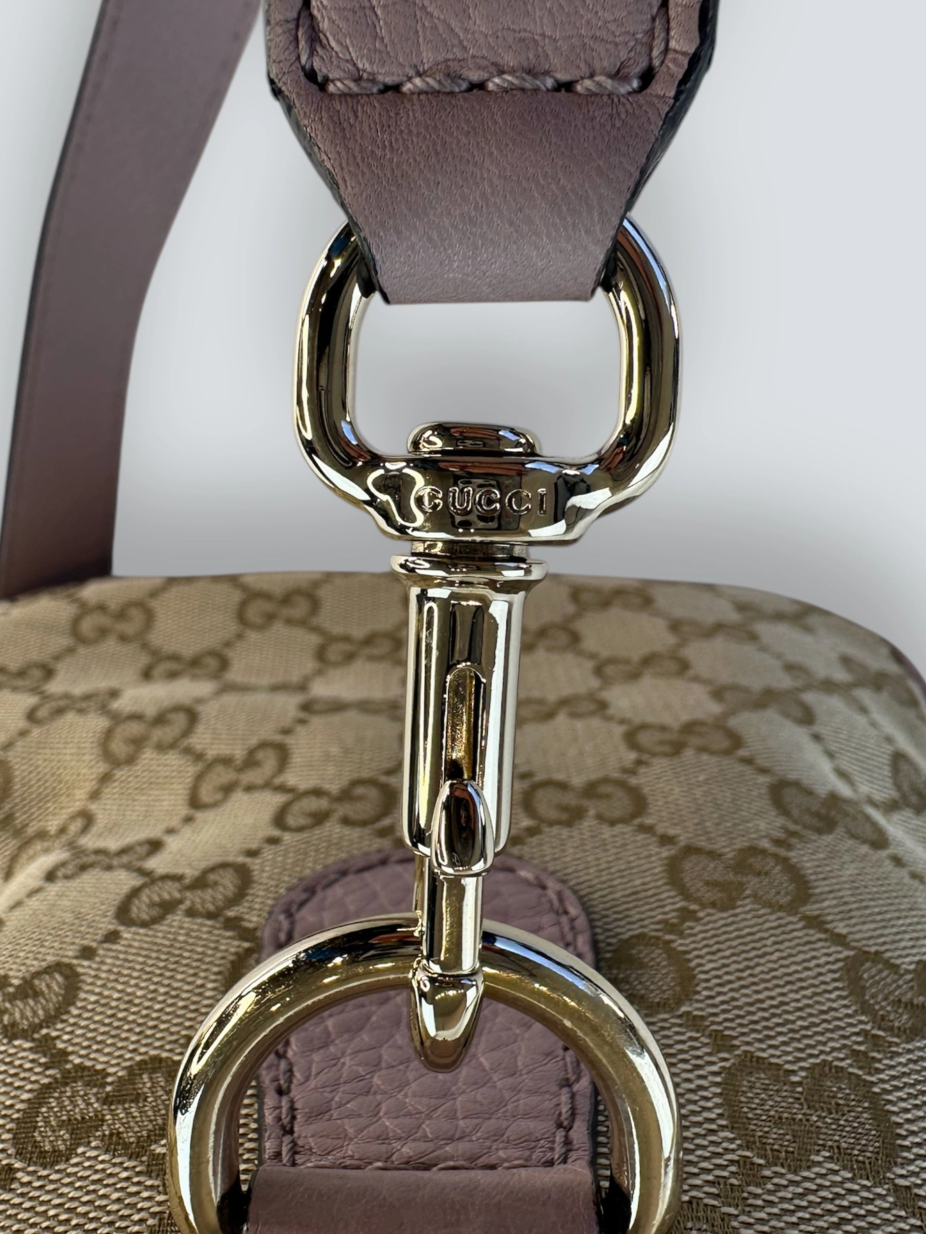 Gucci Monogram Canvas & Leather Boston Shoulder Bag