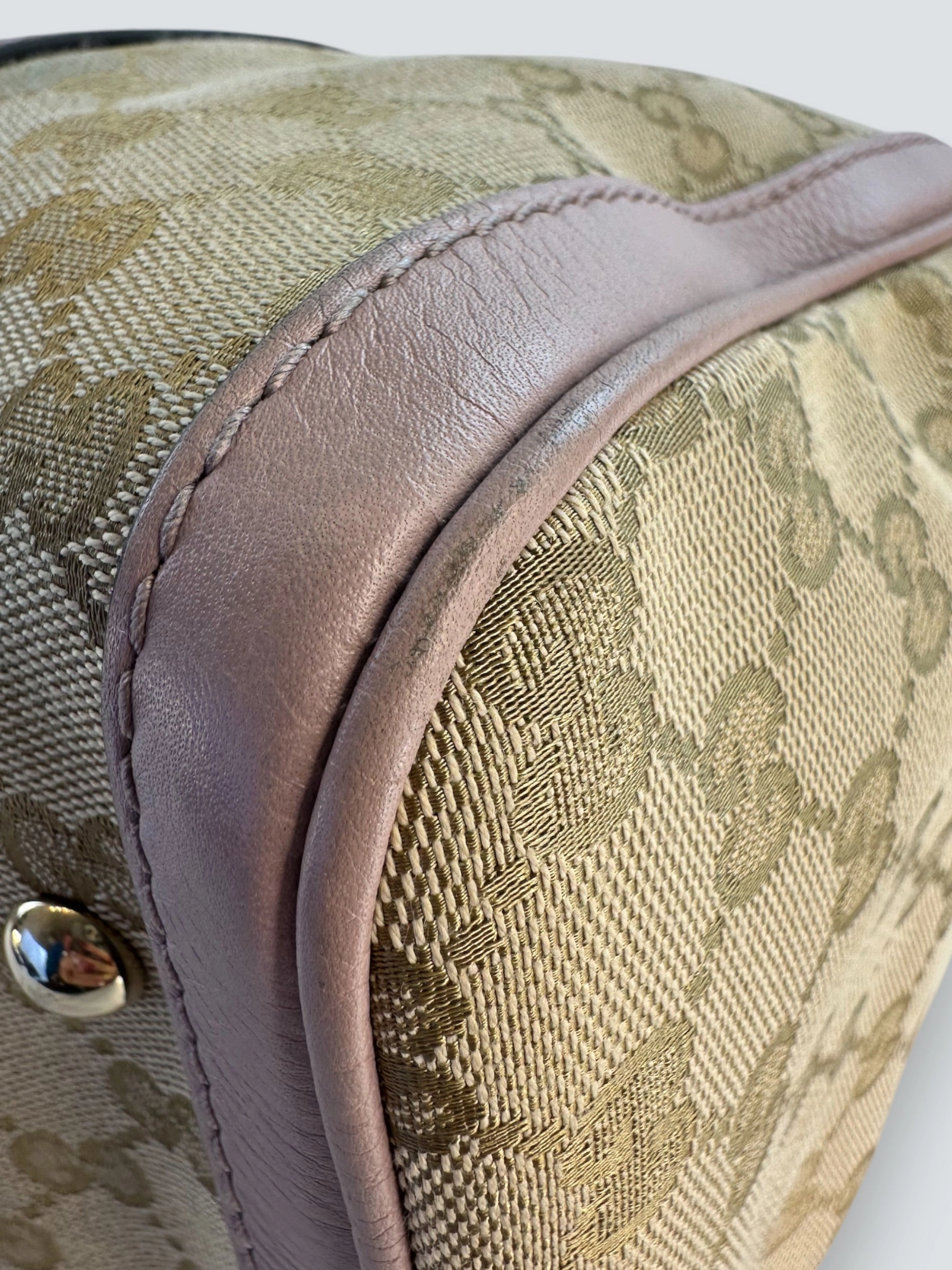 Gucci Monogram Canvas & Leather Boston Shoulder Bag