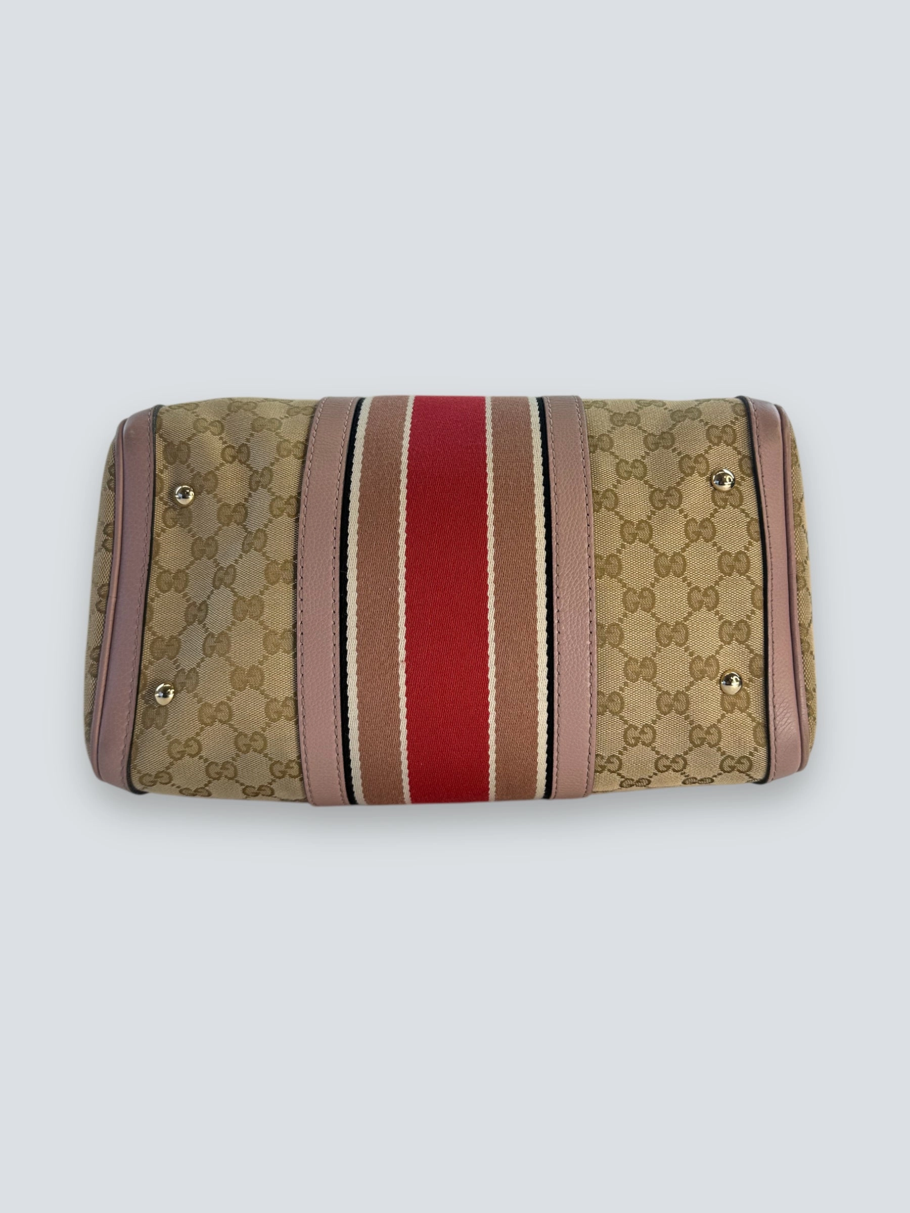 Gucci Monogram Canvas & Leather Boston Shoulder Bag