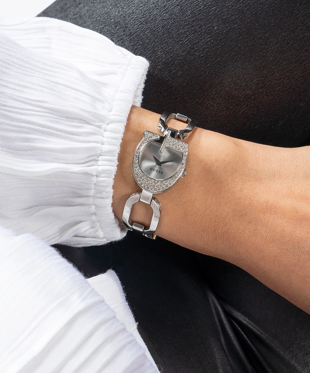 GUESS Ladies Silver Tone Analog Watch