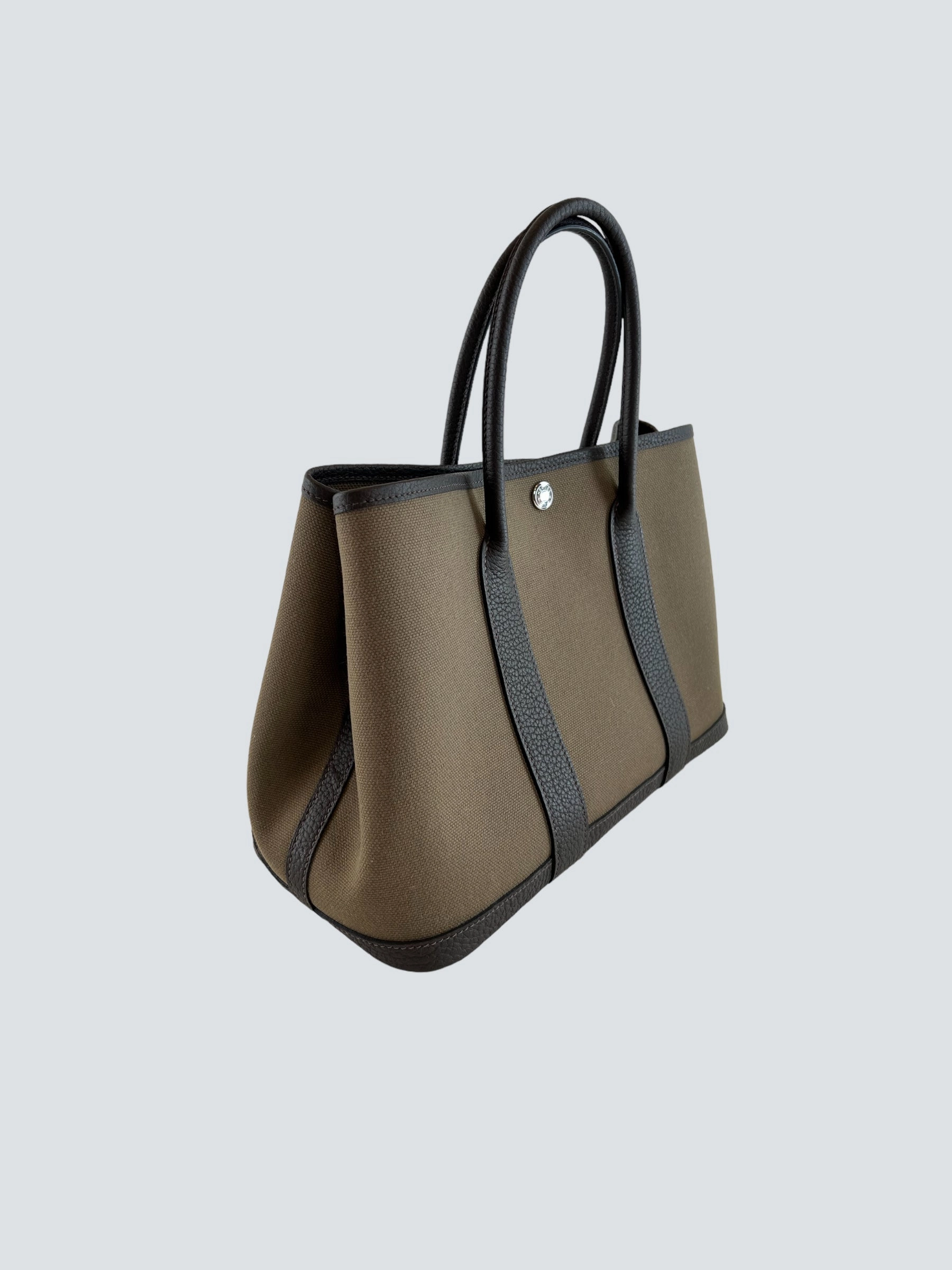 Hermes Brown Canvas and Leather Garden Party Tote
