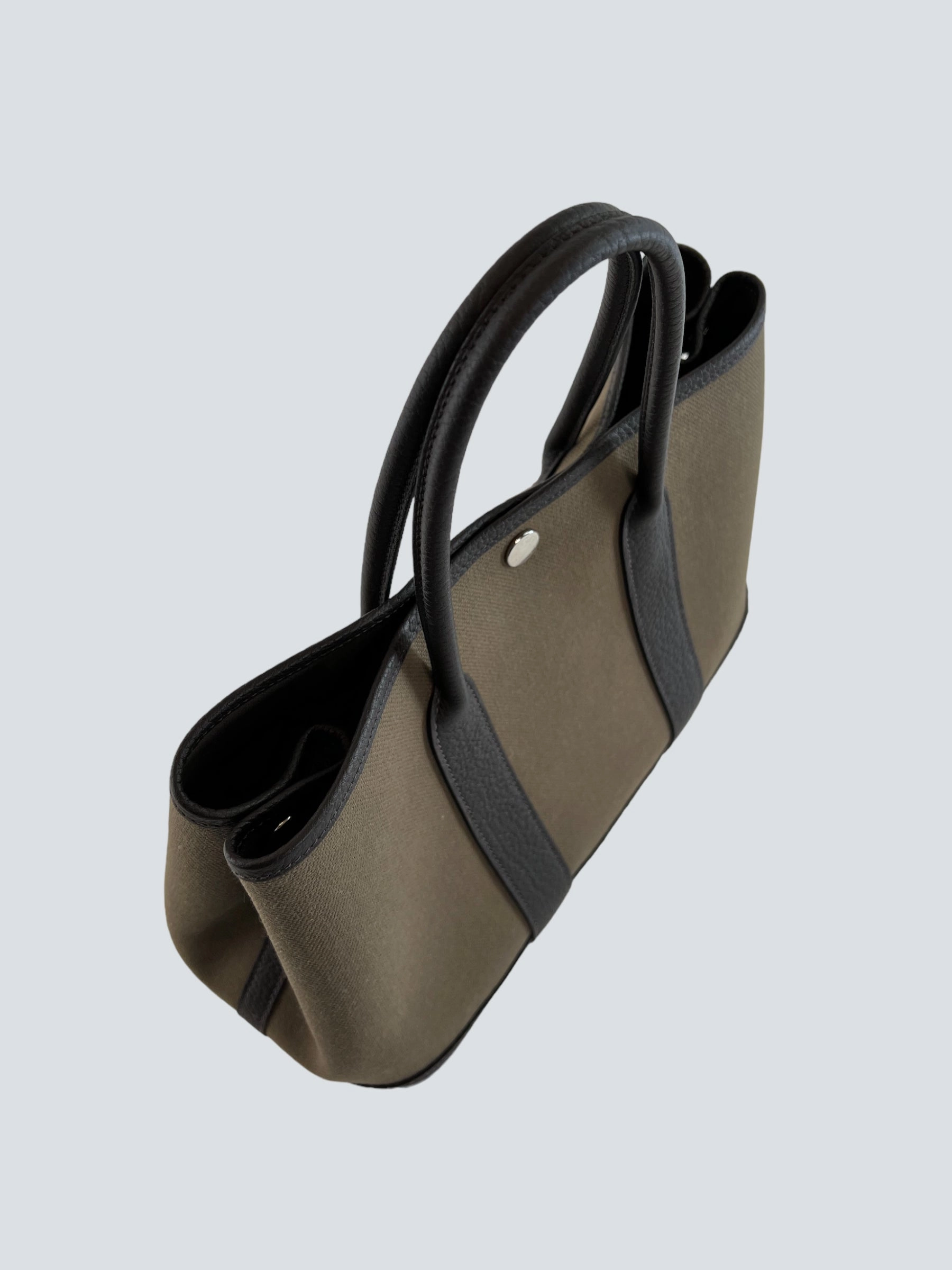 Hermes Brown Canvas and Leather Garden Party Tote