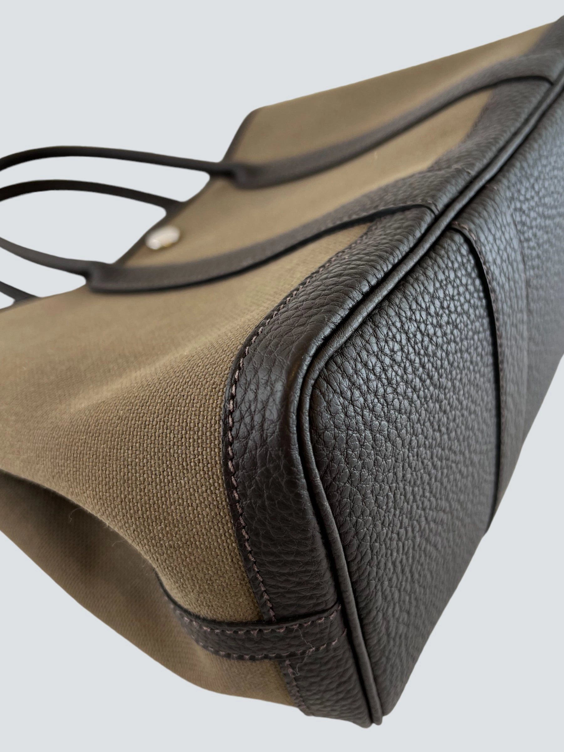 Hermes Brown Canvas and Leather Garden Party Tote
