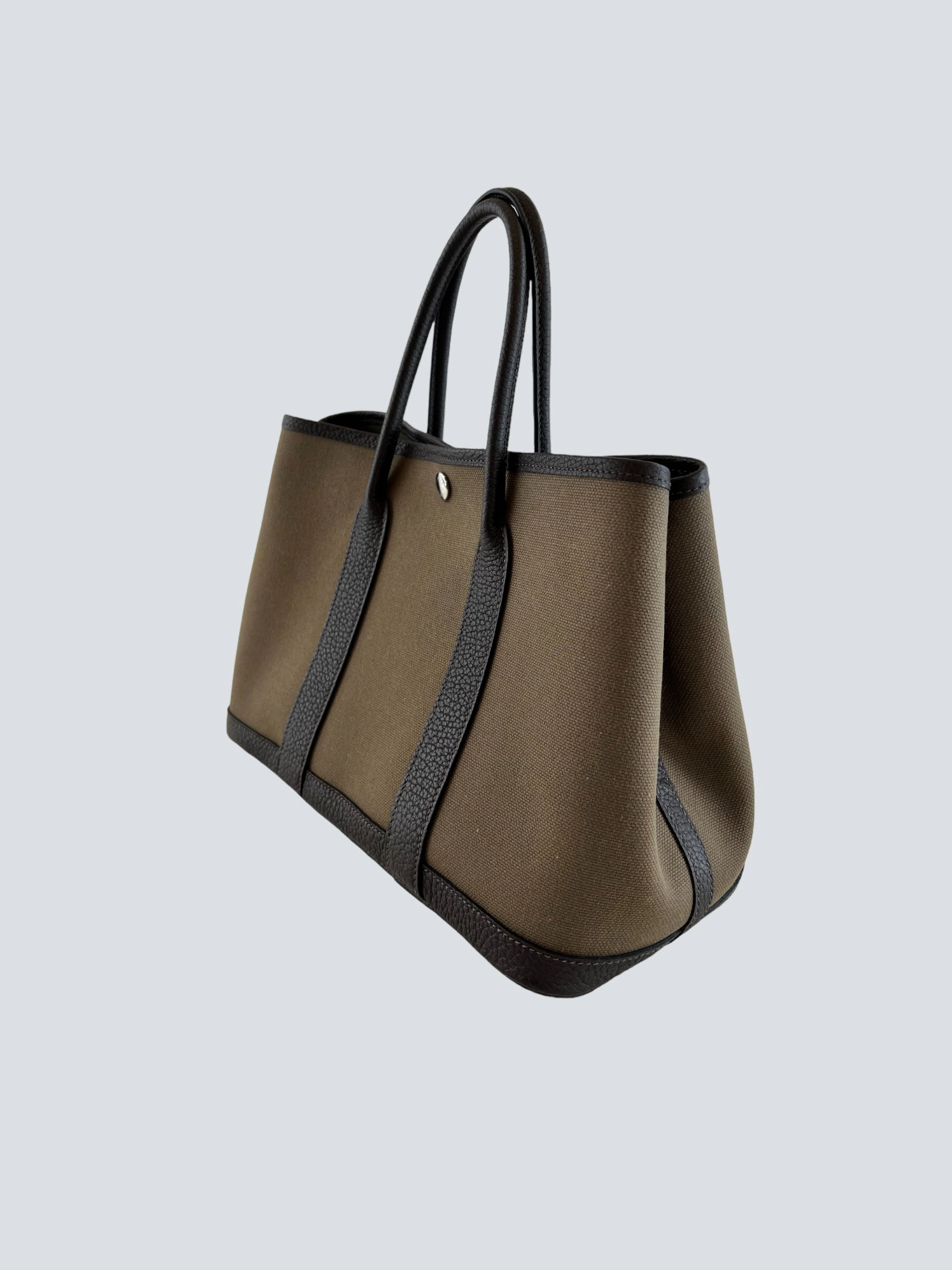Hermes Brown Canvas and Leather Garden Party Tote