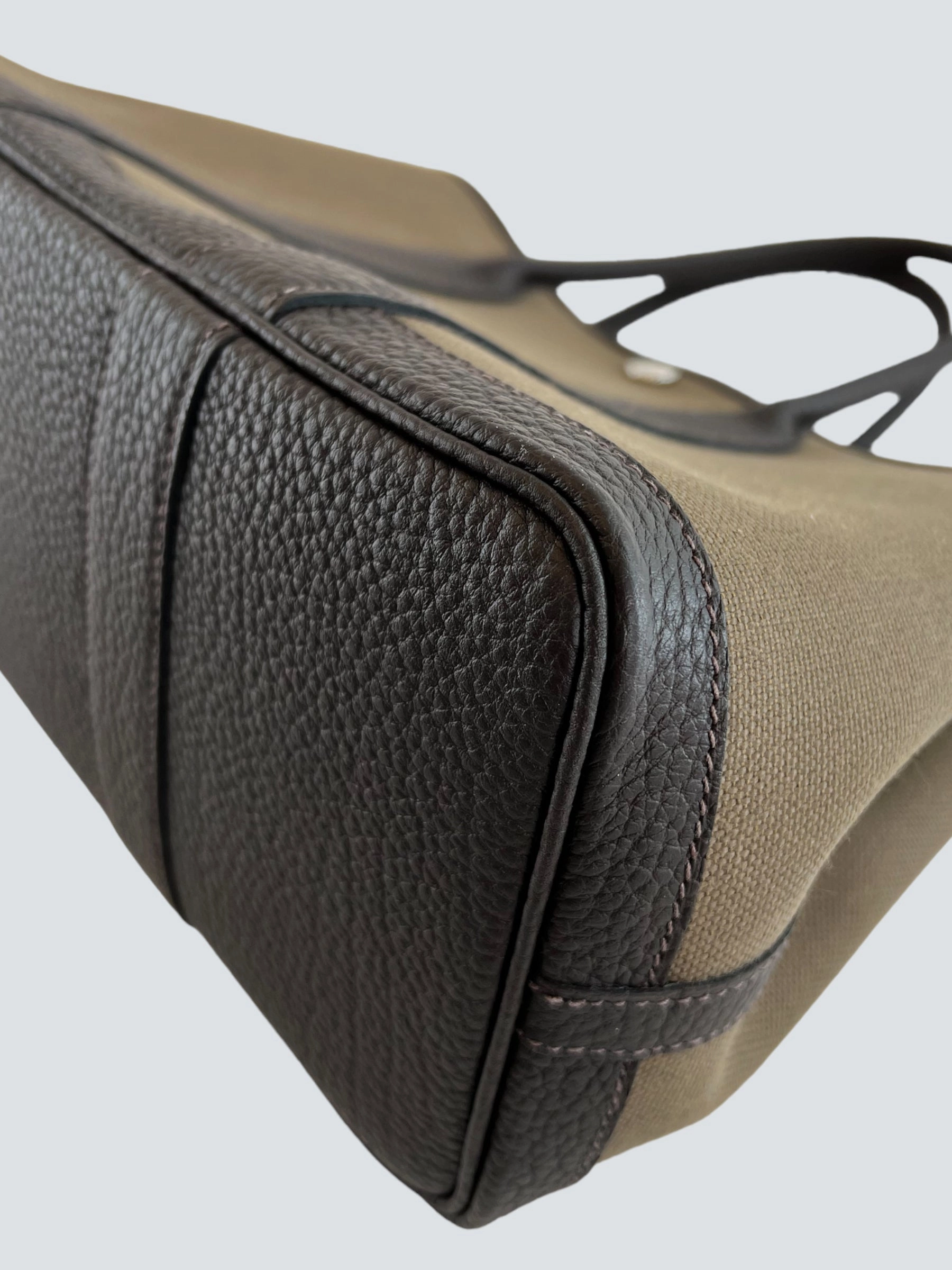 Hermes Brown Canvas and Leather Garden Party Tote