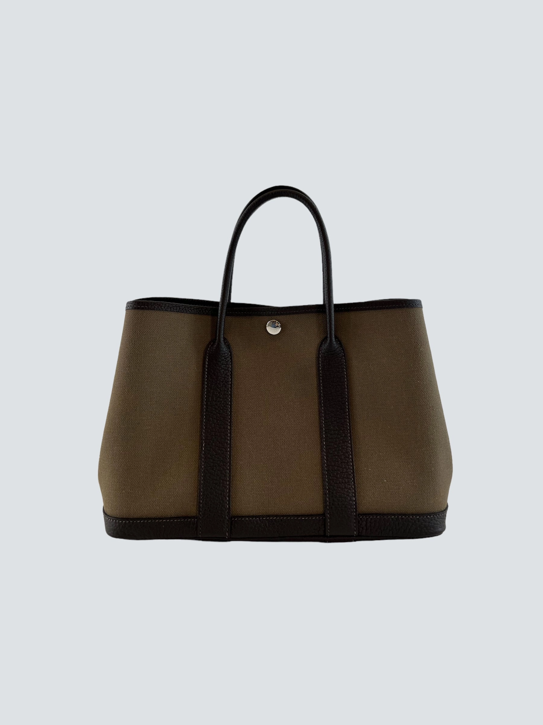 Hermes Brown Canvas and Leather Garden Party Tote