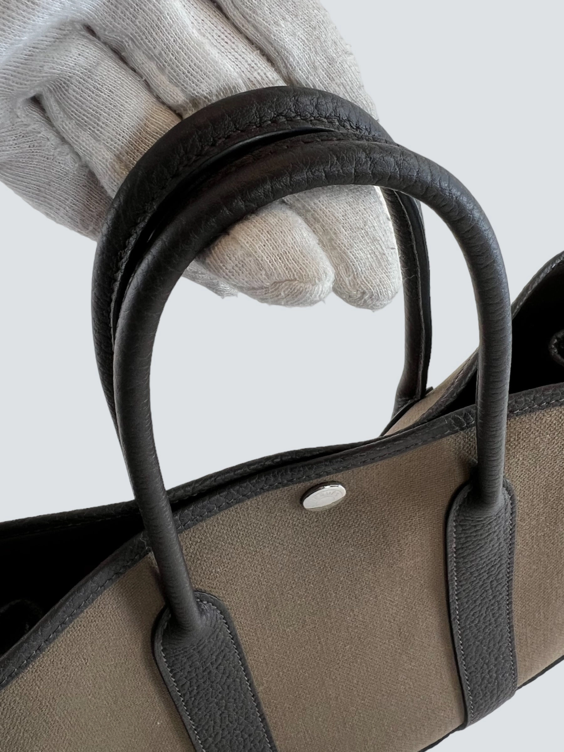 Hermes Brown Canvas and Leather Garden Party Tote
