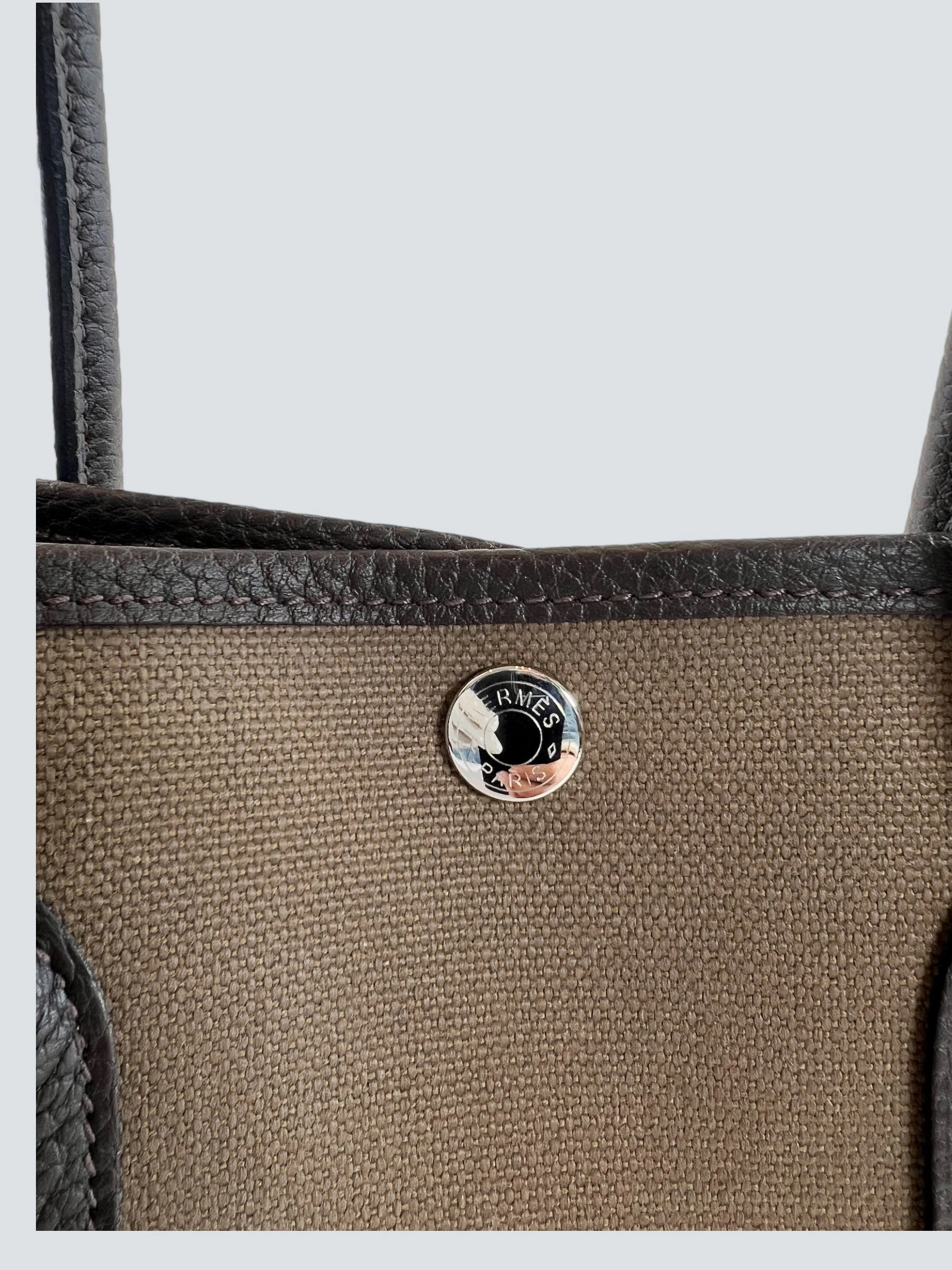 Hermes Brown Canvas and Leather Garden Party Tote