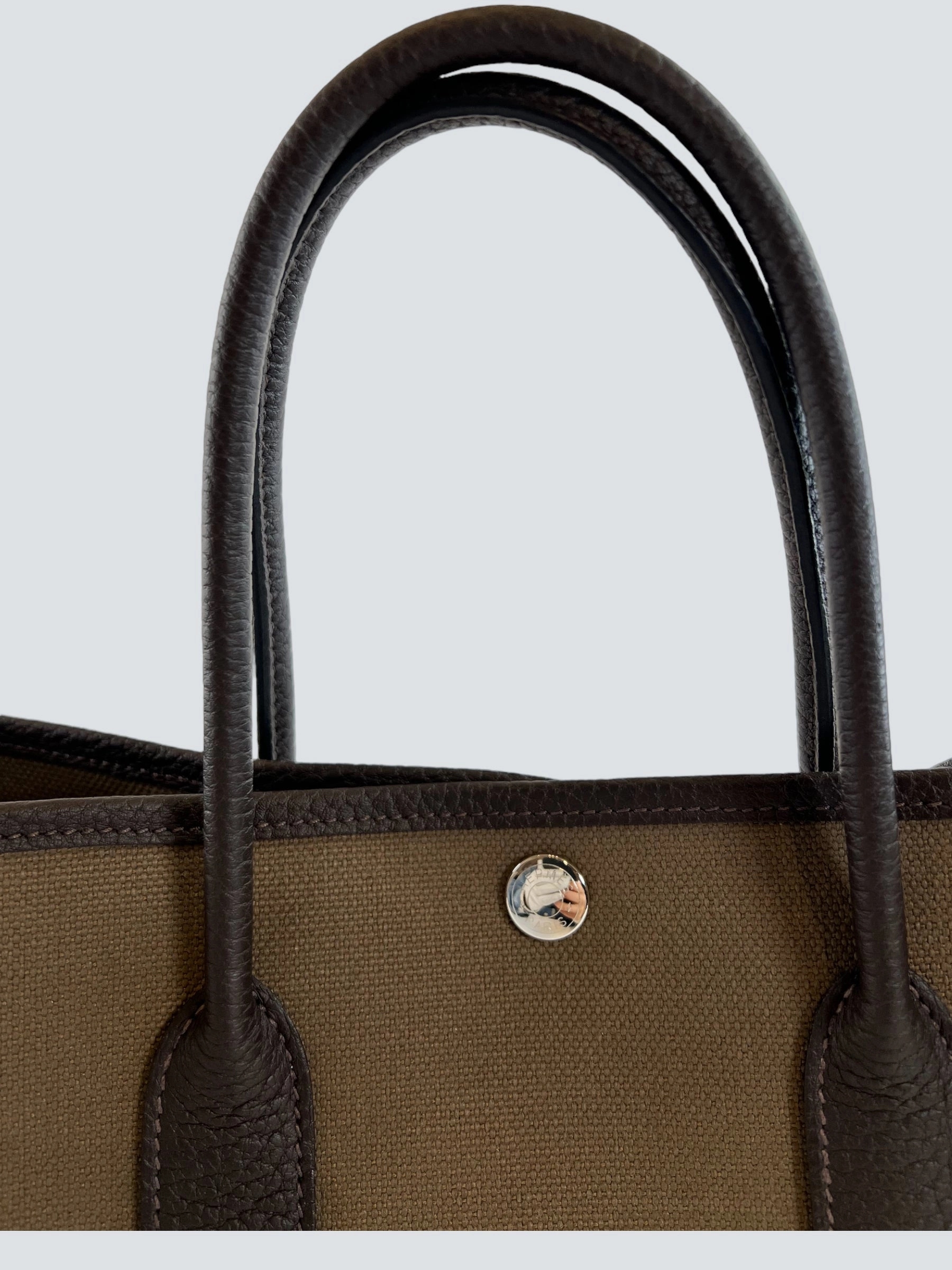 Hermes Brown Canvas and Leather Garden Party Tote