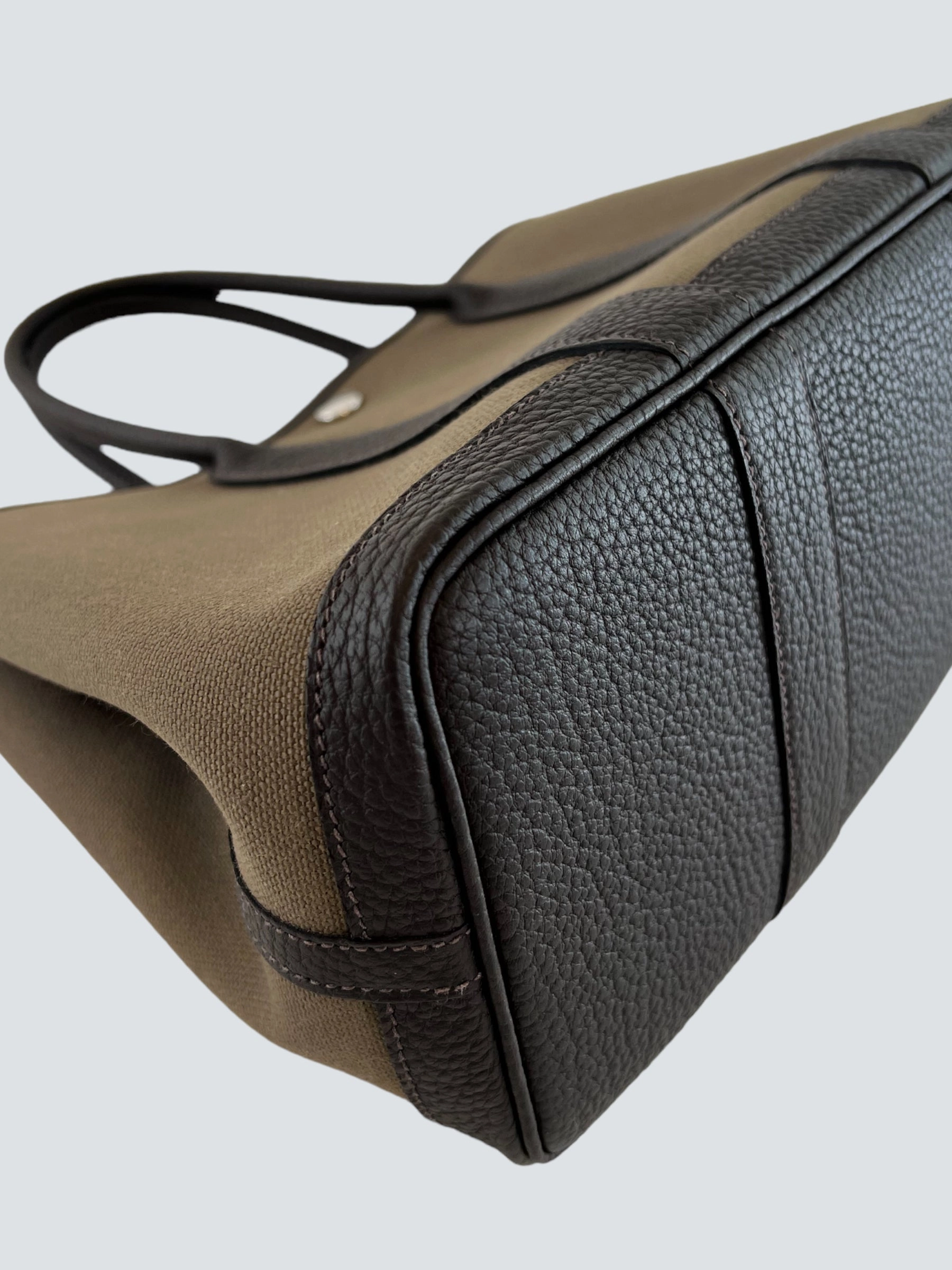 Hermes Brown Canvas and Leather Garden Party Tote