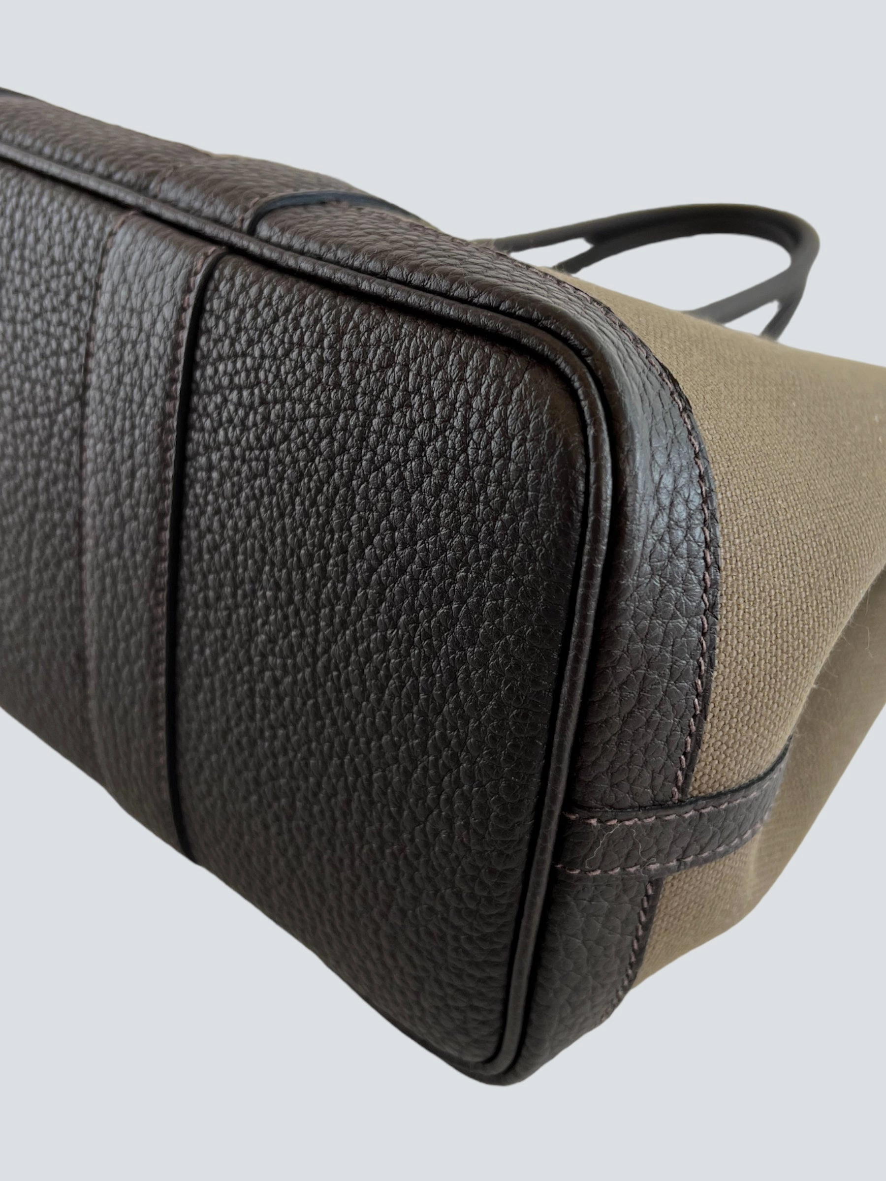 Hermes Brown Canvas and Leather Garden Party Tote