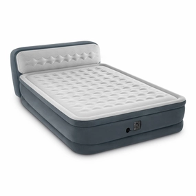Intex 64447ED Dura-Beam Series Headboard Air Mattress with Electric Pump - Gray, Queen