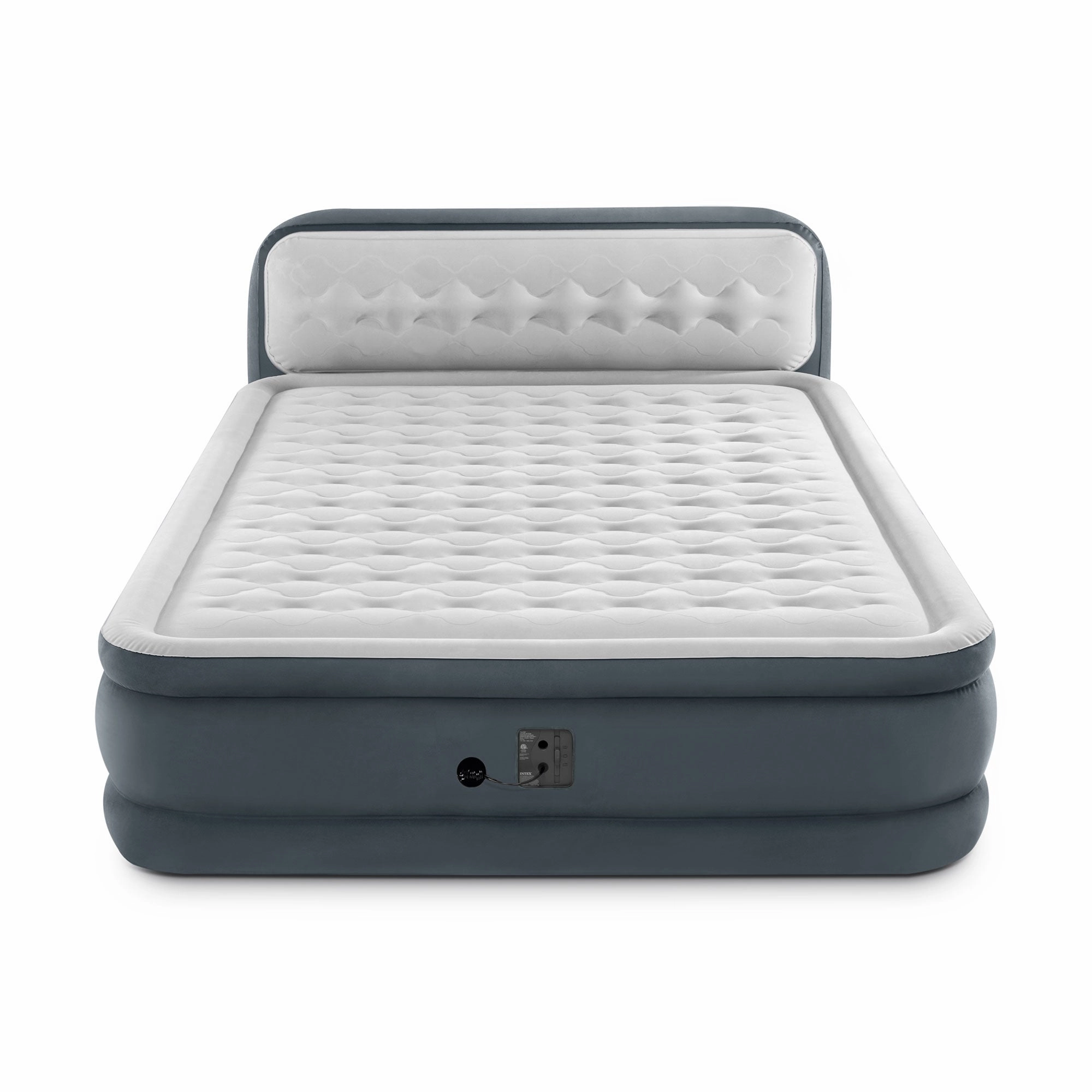 Intex 64447ED Dura-Beam Series Headboard Air Mattress with Electric Pump - Gray, Queen
