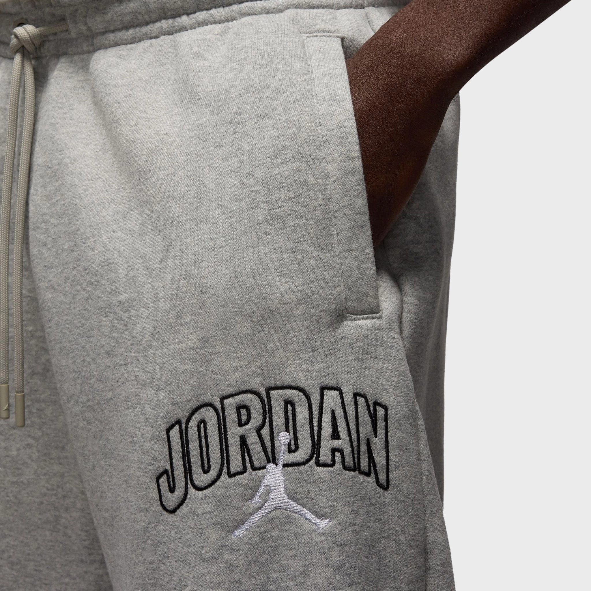 Jordan Brooklyn Fleece Oversized Open-Hem Pants Heather Grey / White