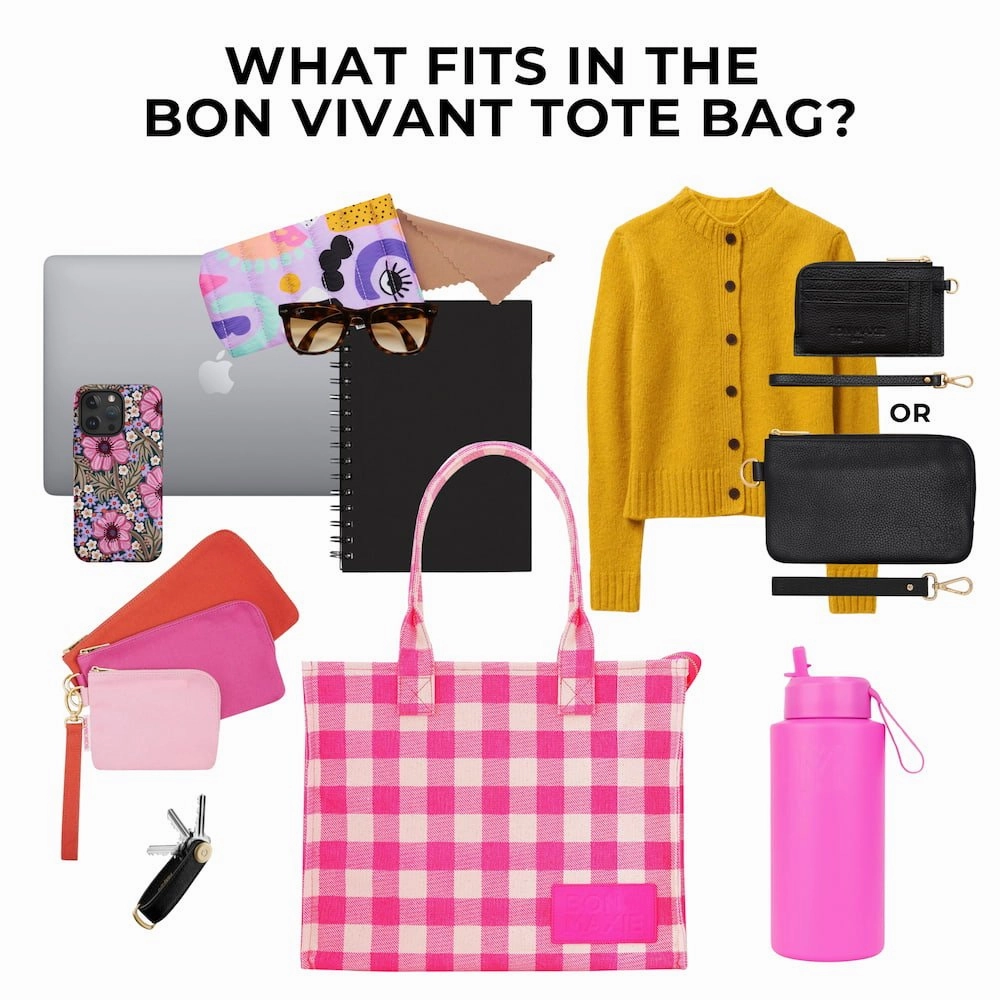 Large Bon Vivant Tote Bag -- Neon Pink/Tan Floral