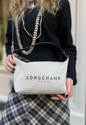 Longchamp Cream Canvas Crossbody
