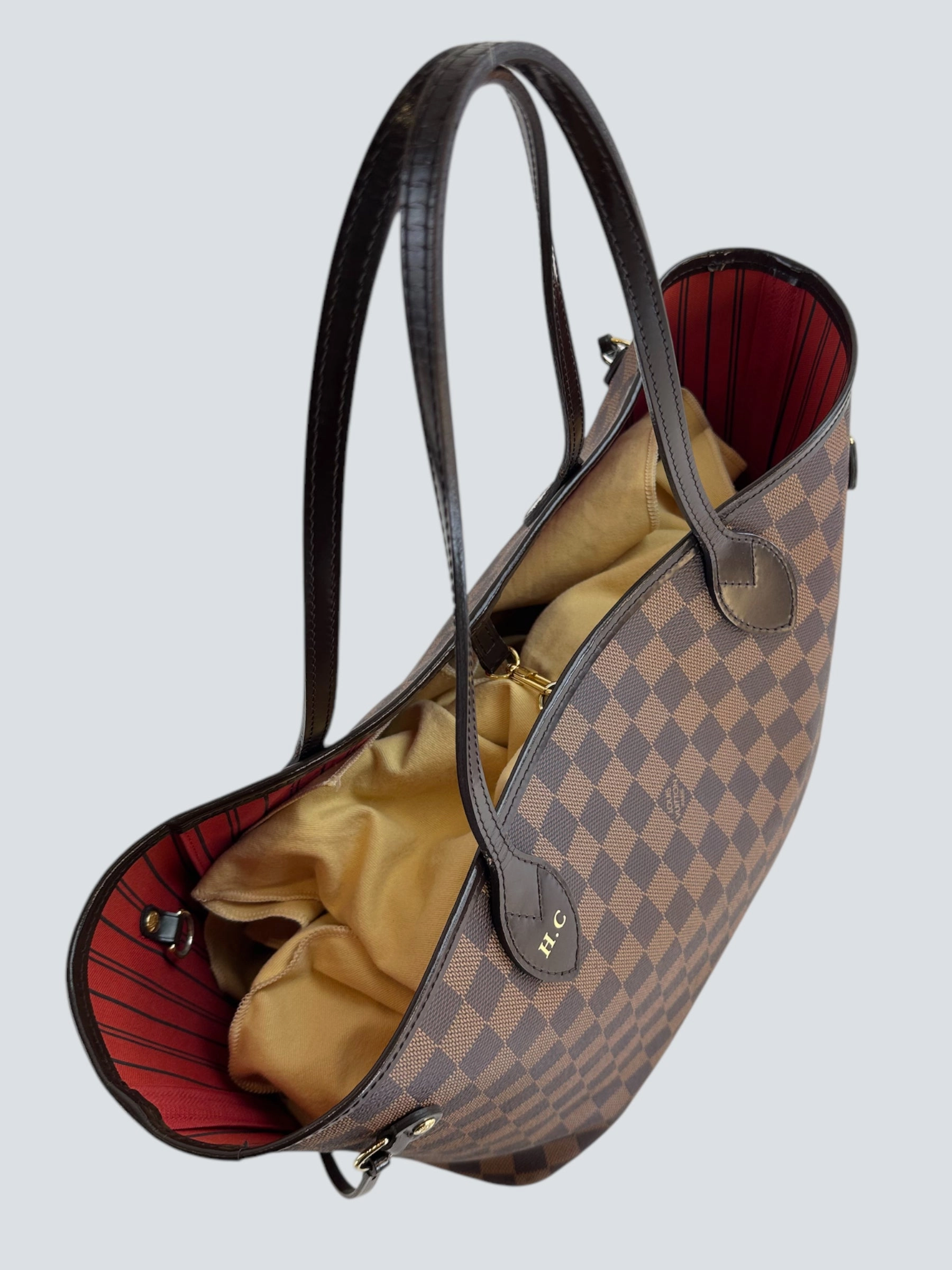 Louis Vuitton Damier Ebene Canvas Neverfull MM - HC initials