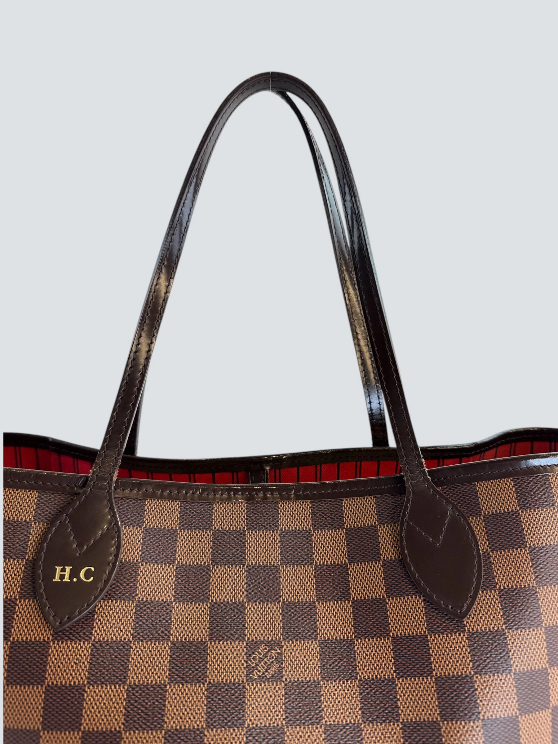 Louis Vuitton Damier Ebene Canvas Neverfull MM - HC initials