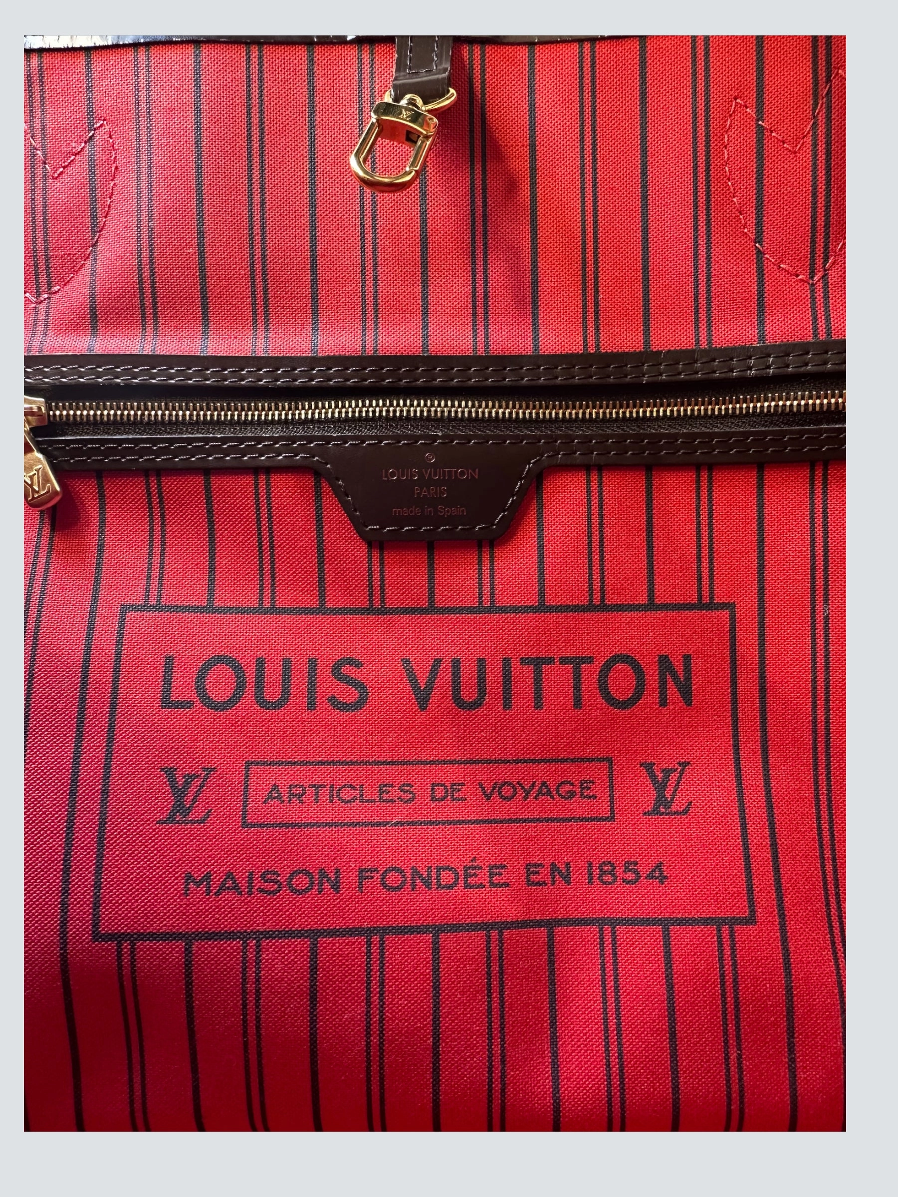 Louis Vuitton Damier Ebene Canvas Neverfull MM - HC initials