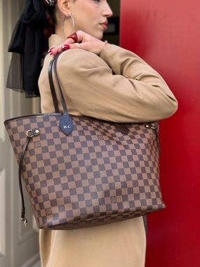 Louis Vuitton Damier Ebene Canvas Neverfull MM - HC initials
