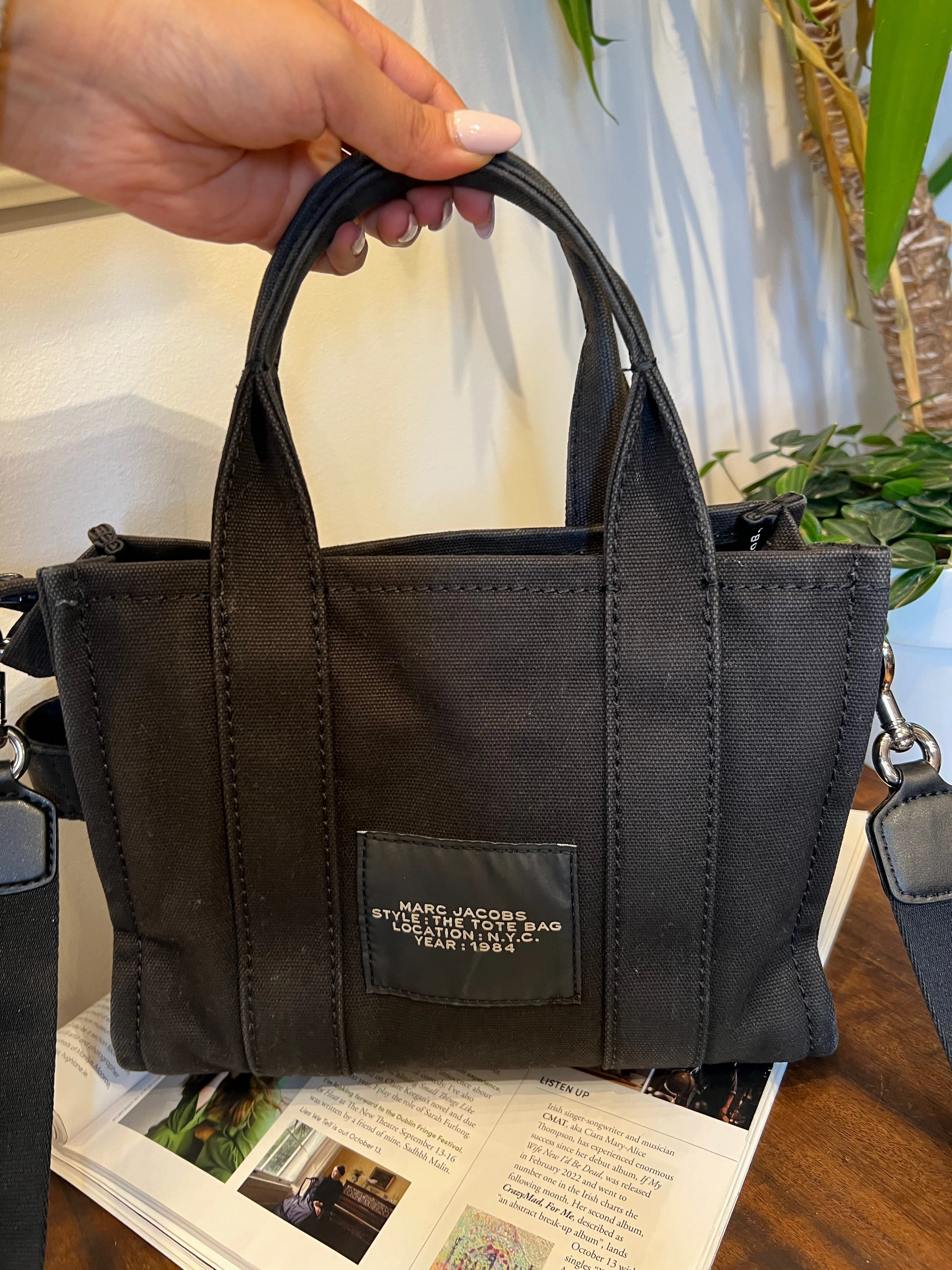 Marc Jacobs The Tote Black Canvas Tote with Strap