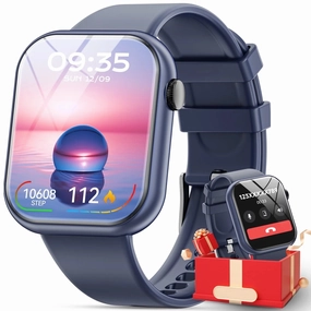 Mingdaln 1.85-inch Men Women's Smartwatch with Answer Make Calls 100 Sports Modes Message Reminder Blue