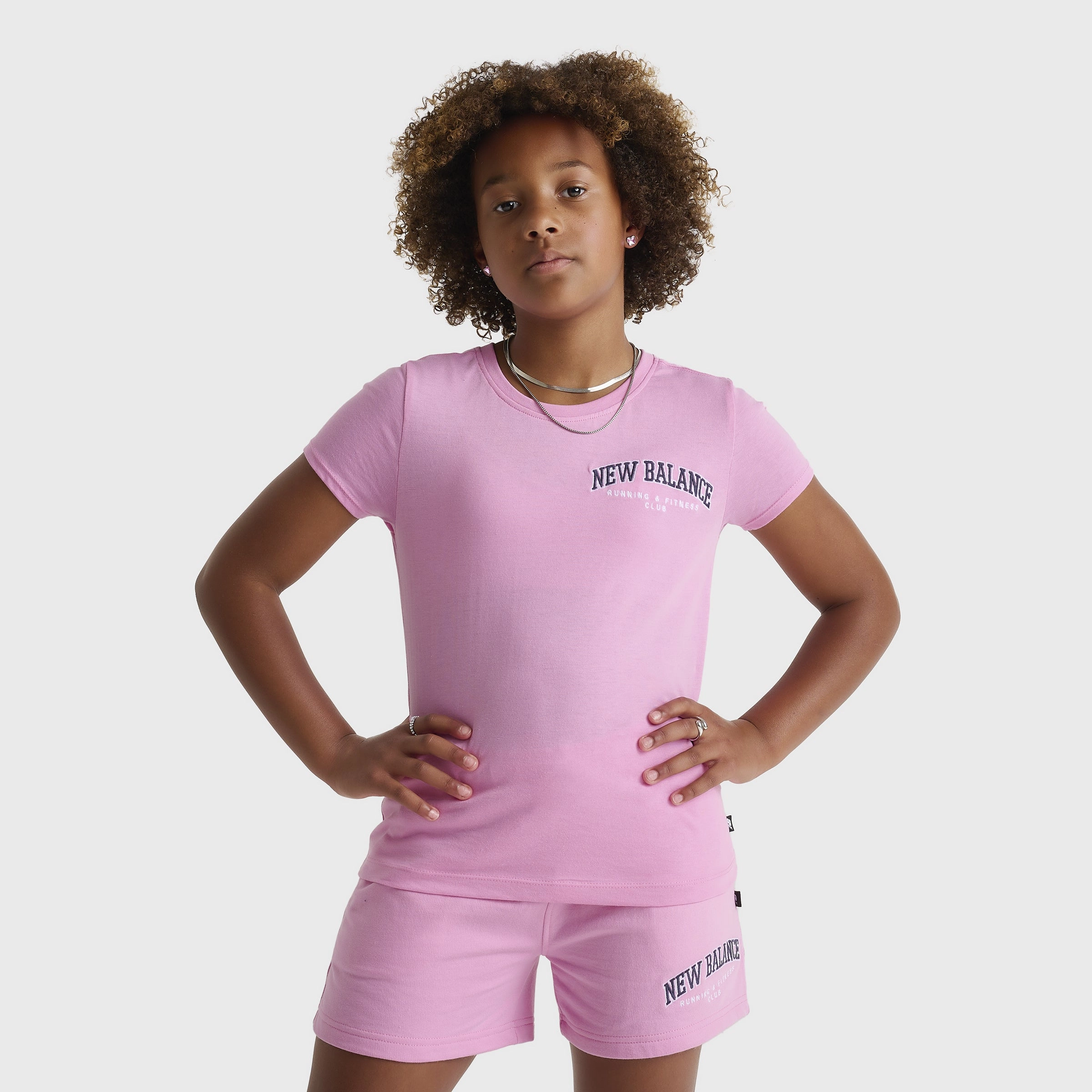 New Balance Junior Girls' Club Baby Tee Rose Sugar
