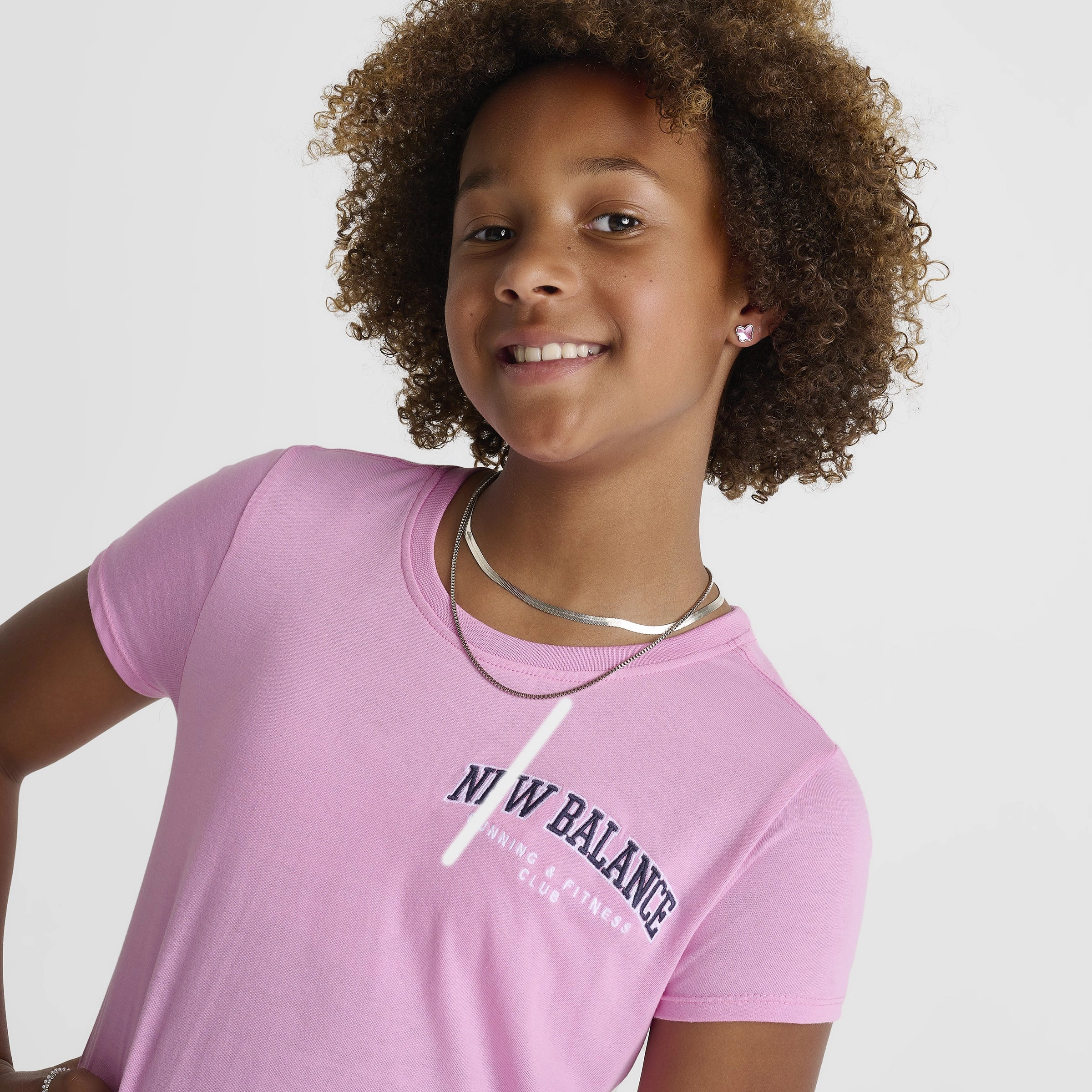 New Balance Junior Girls' Club Baby Tee Rose Sugar