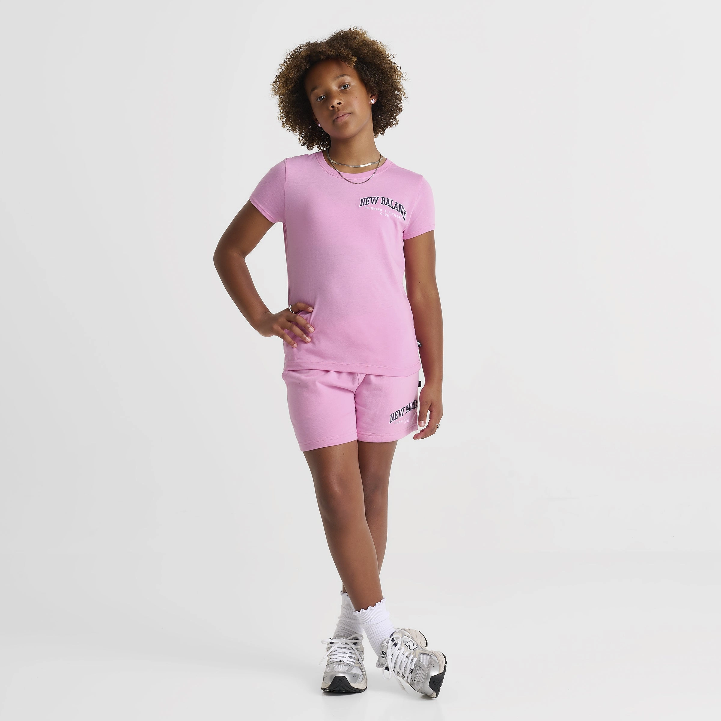 New Balance Junior Girls' Club Baby Tee Rose Sugar