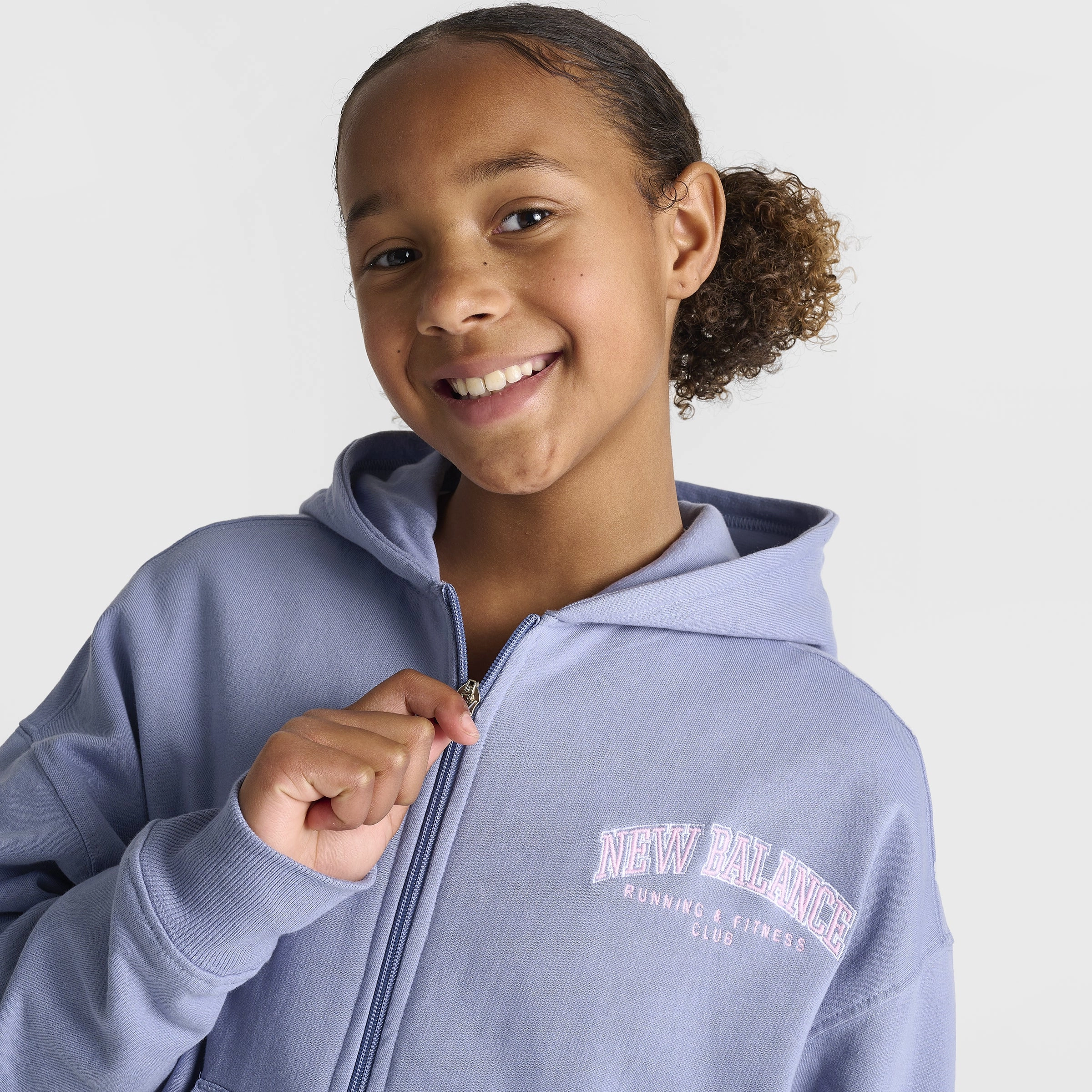 New Balance Junior Girls' Full Zip Hoodie / Dusk Shower
