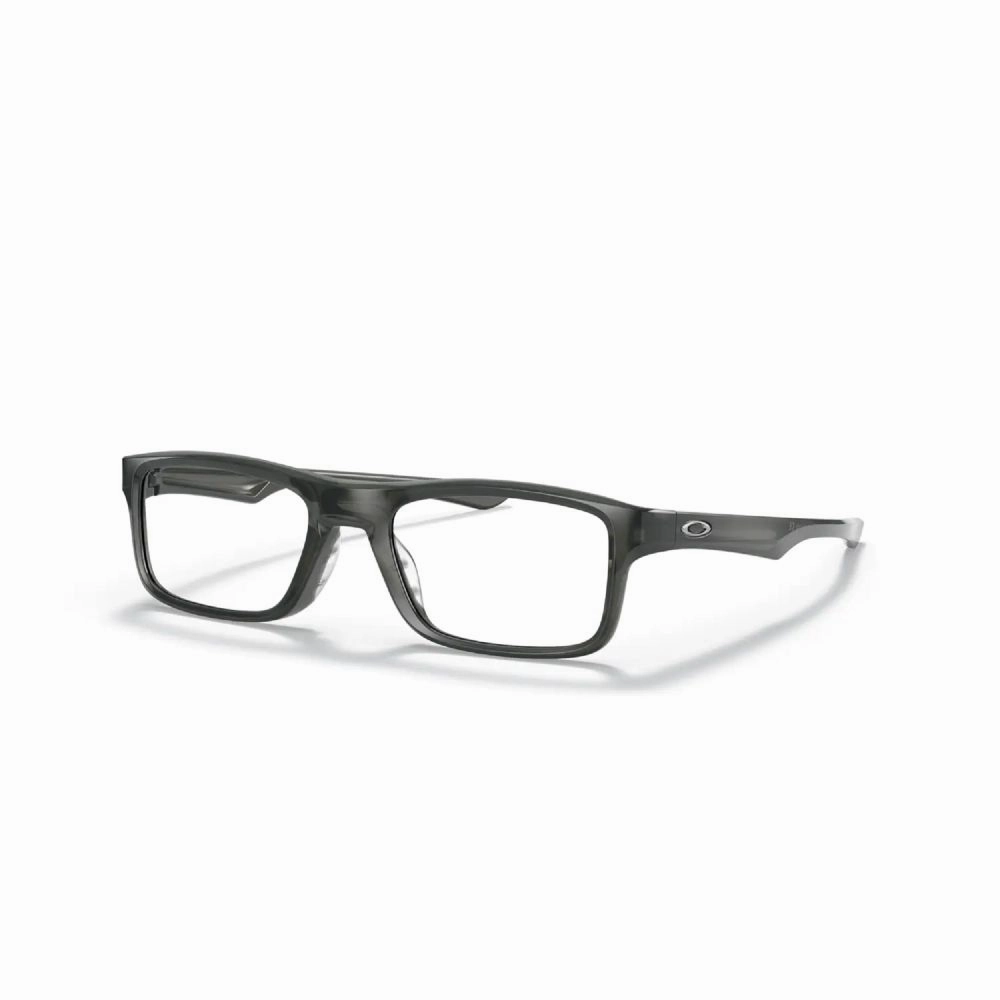 Oakley Ox8081 Plank 2.0 Rectangular Prescription Eyewear Frames, 53mm Polished Grey Smoke/Demo Lens