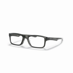 Oakley Ox8081 Plank 2.0 Rectangular Prescription Eyewear Frames, 53mm Polished Grey Smoke/Demo Lens