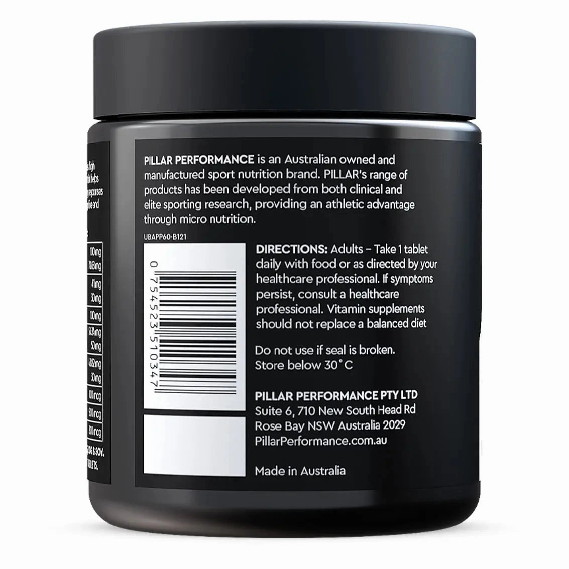 PILLAR Performance Ultra B Active Tablets