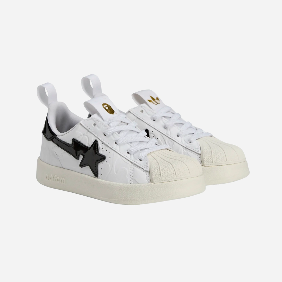 preschool adidas fom superstar 360 x bape (white/black/gold)