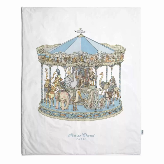 Reversible Quilt - In Bloom Blue / Carousel Blue