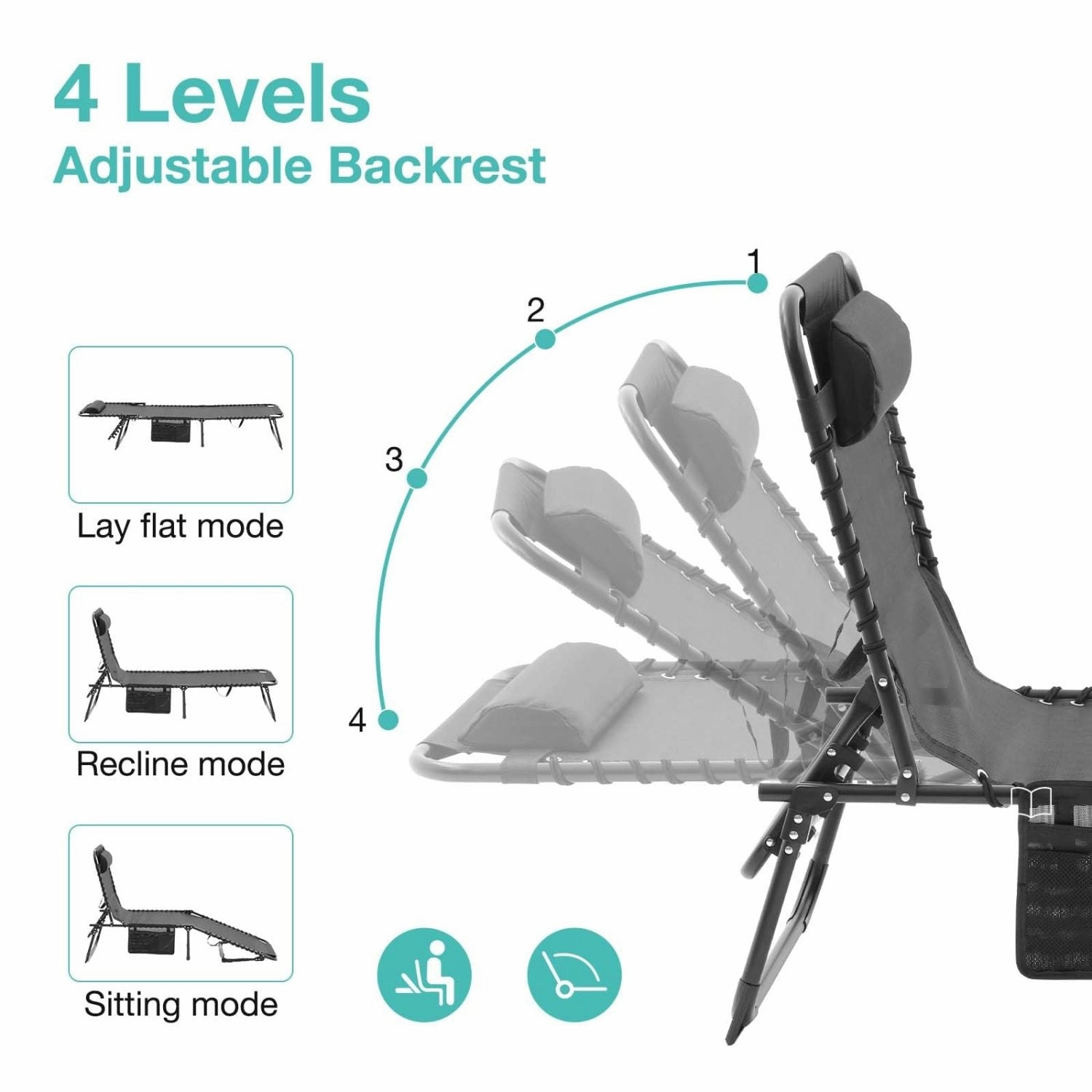 Streamdale Folding Chaise Lounge Set: Reclining, Mesh Seat