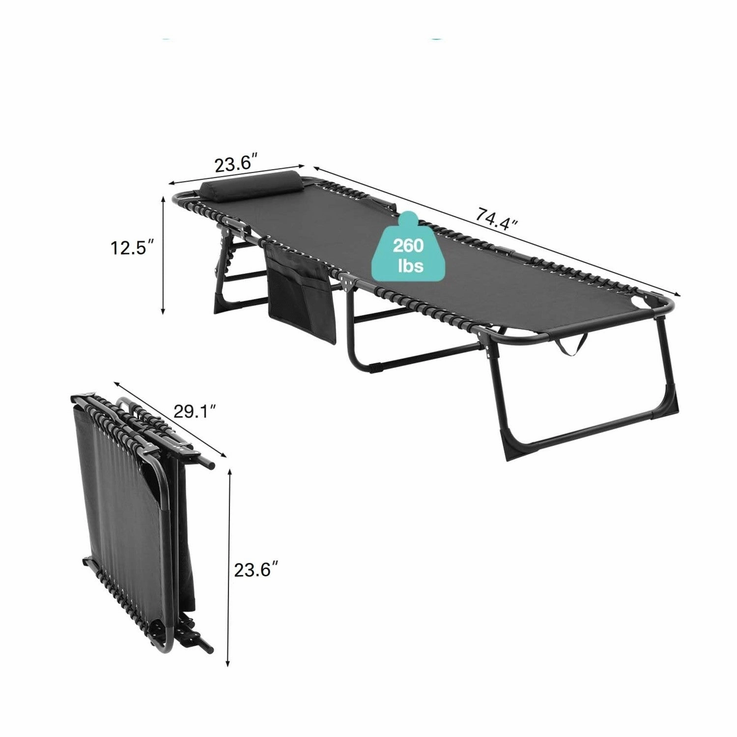 Streamdale Folding Chaise Lounge Set: Reclining, Mesh Seat