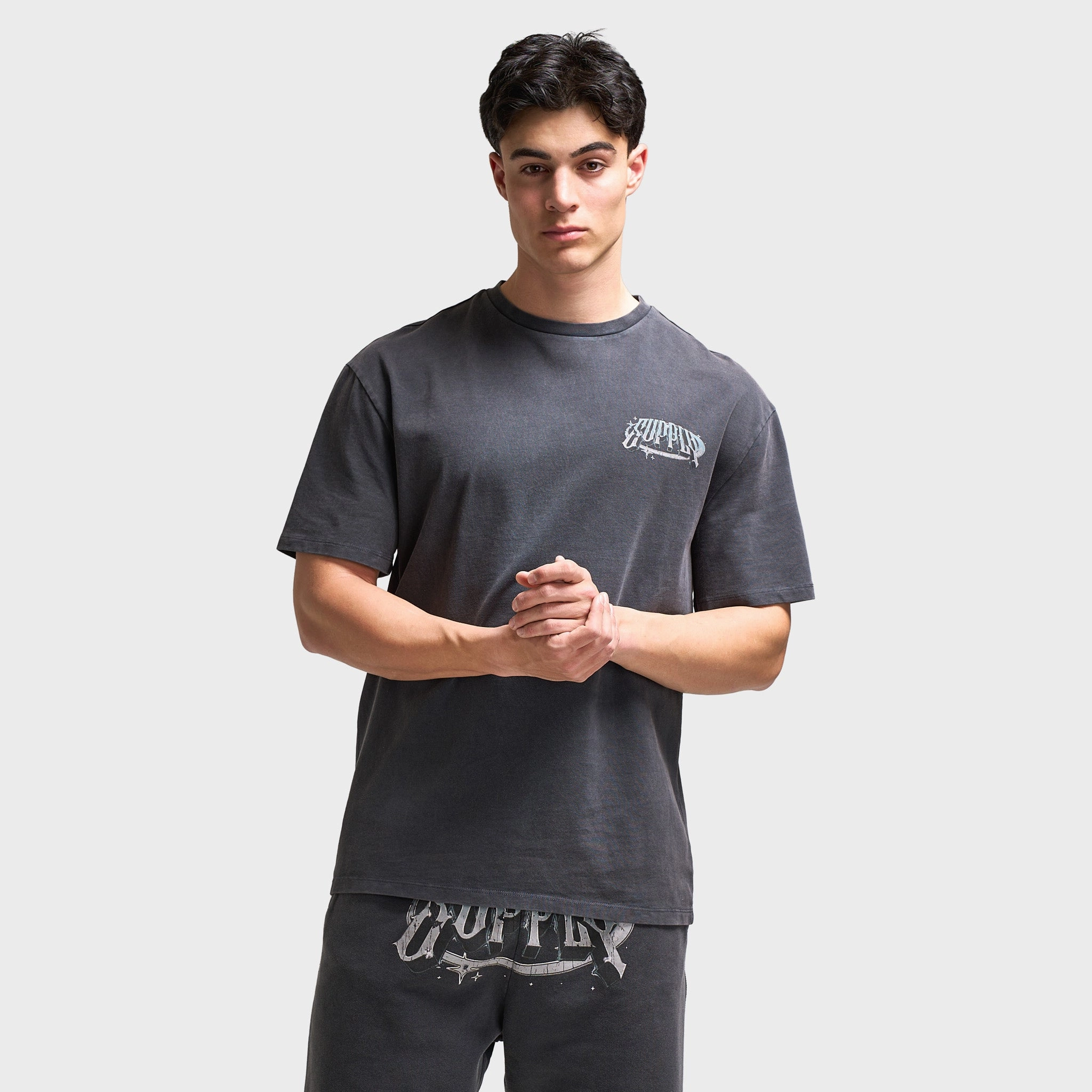 Supply & Demand Chrome Star Graphic T-Shirt / Washed Black