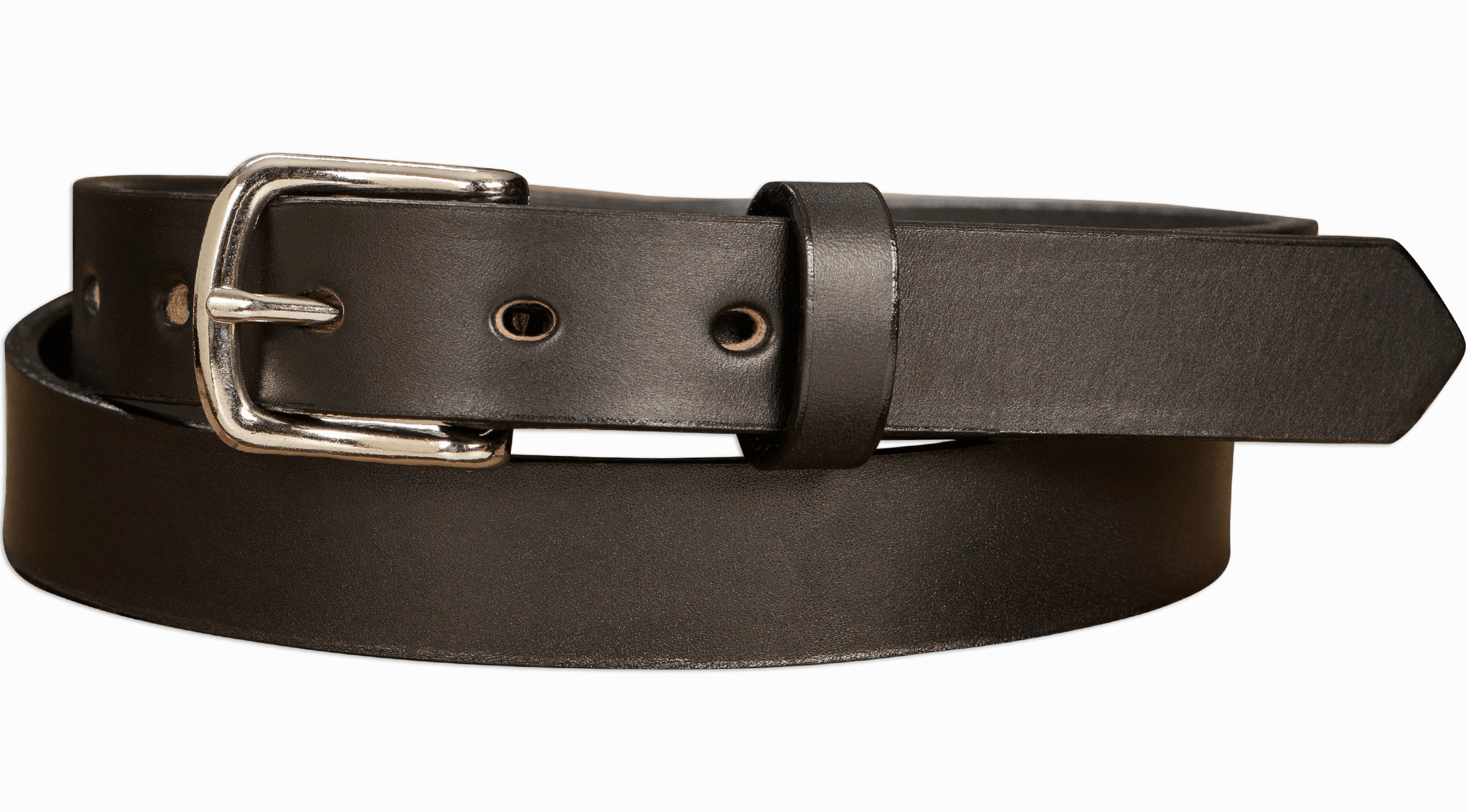 The Colt: Black Non Stitched Leather Belt Petite Width 1.00"